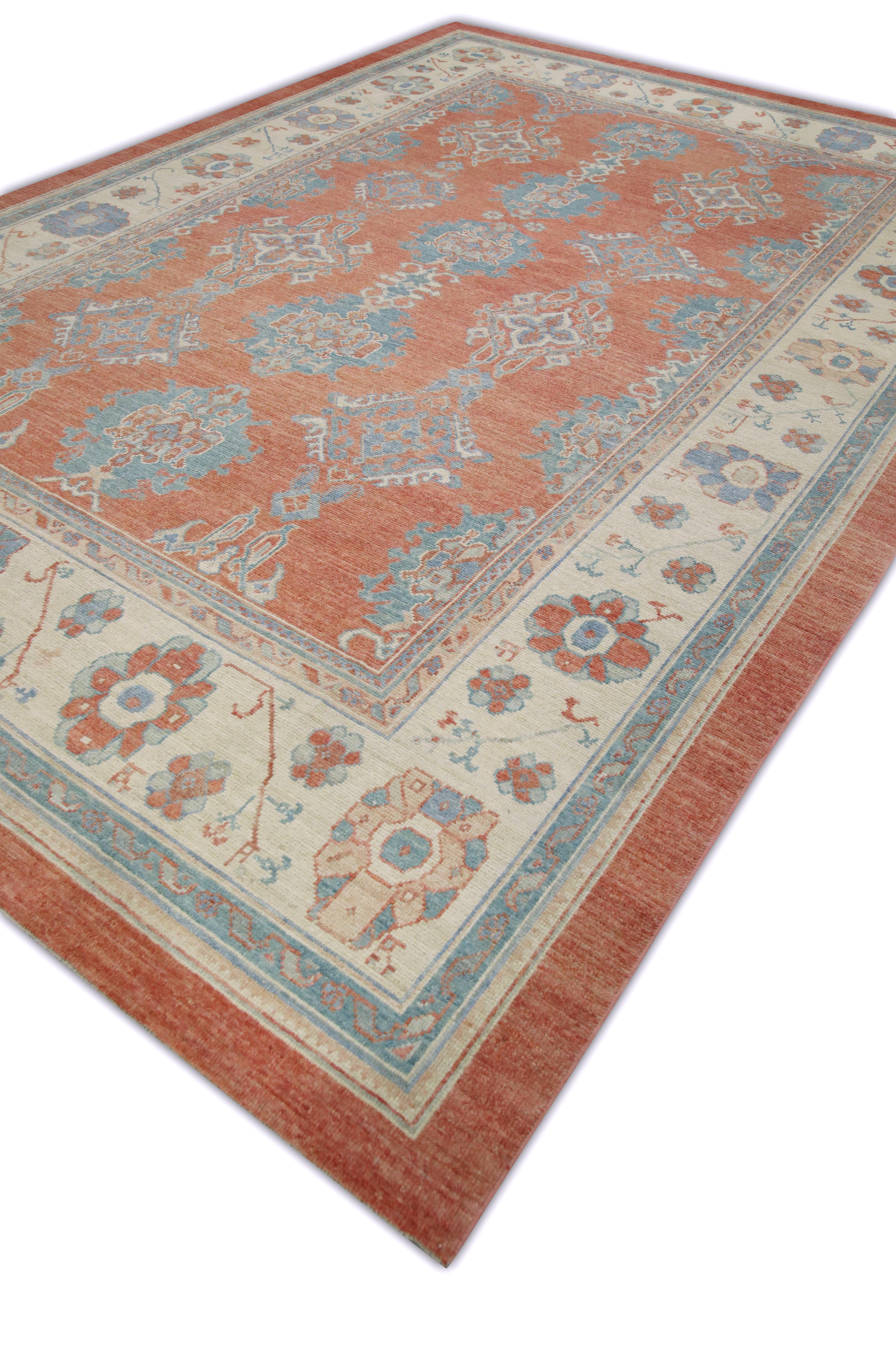 Modern Handwoven Wool Turkish Oushak Rug 10'x 14'3