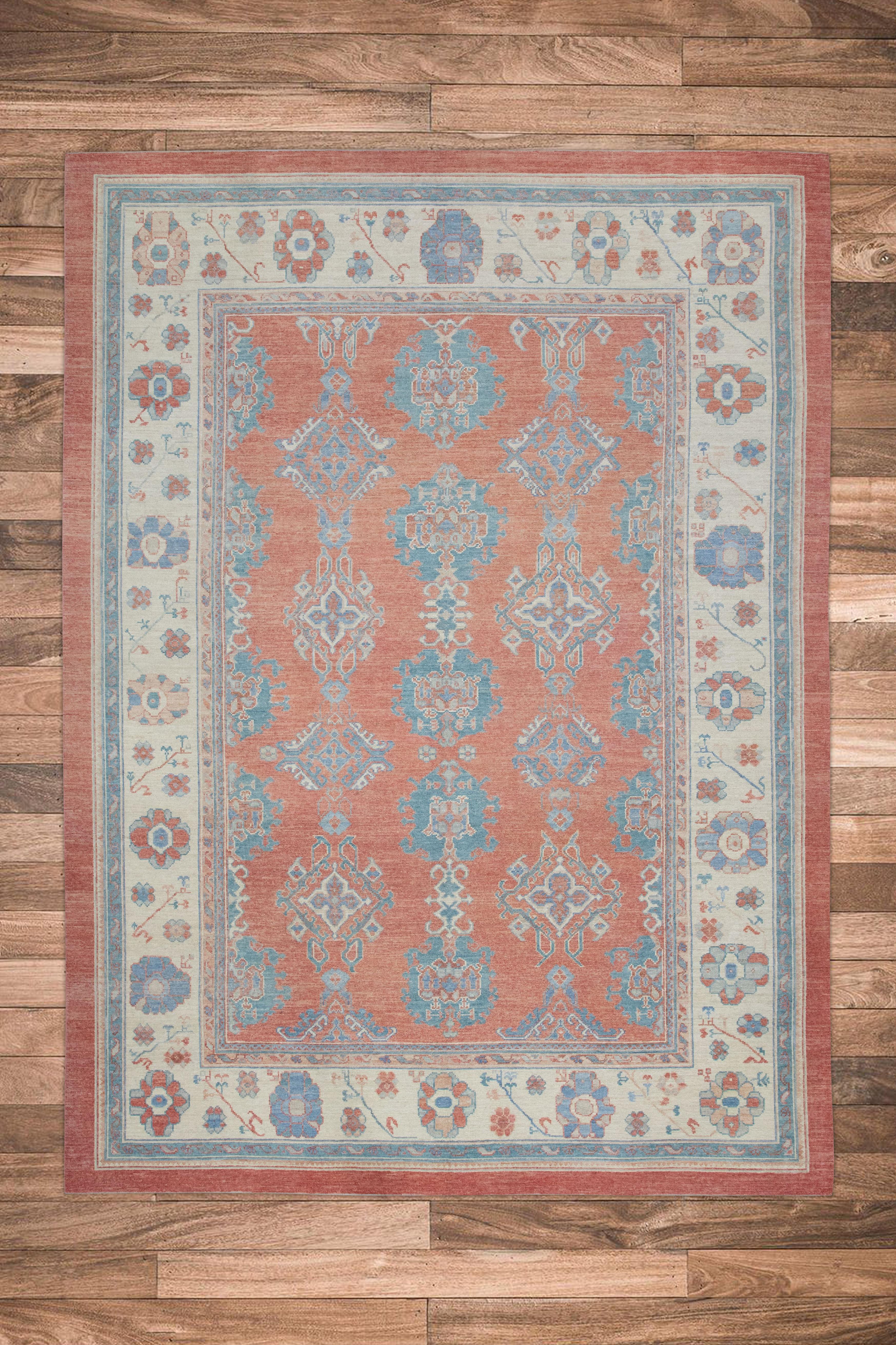 Handwoven Wool Turkish Oushak Rug 10'x 14'3