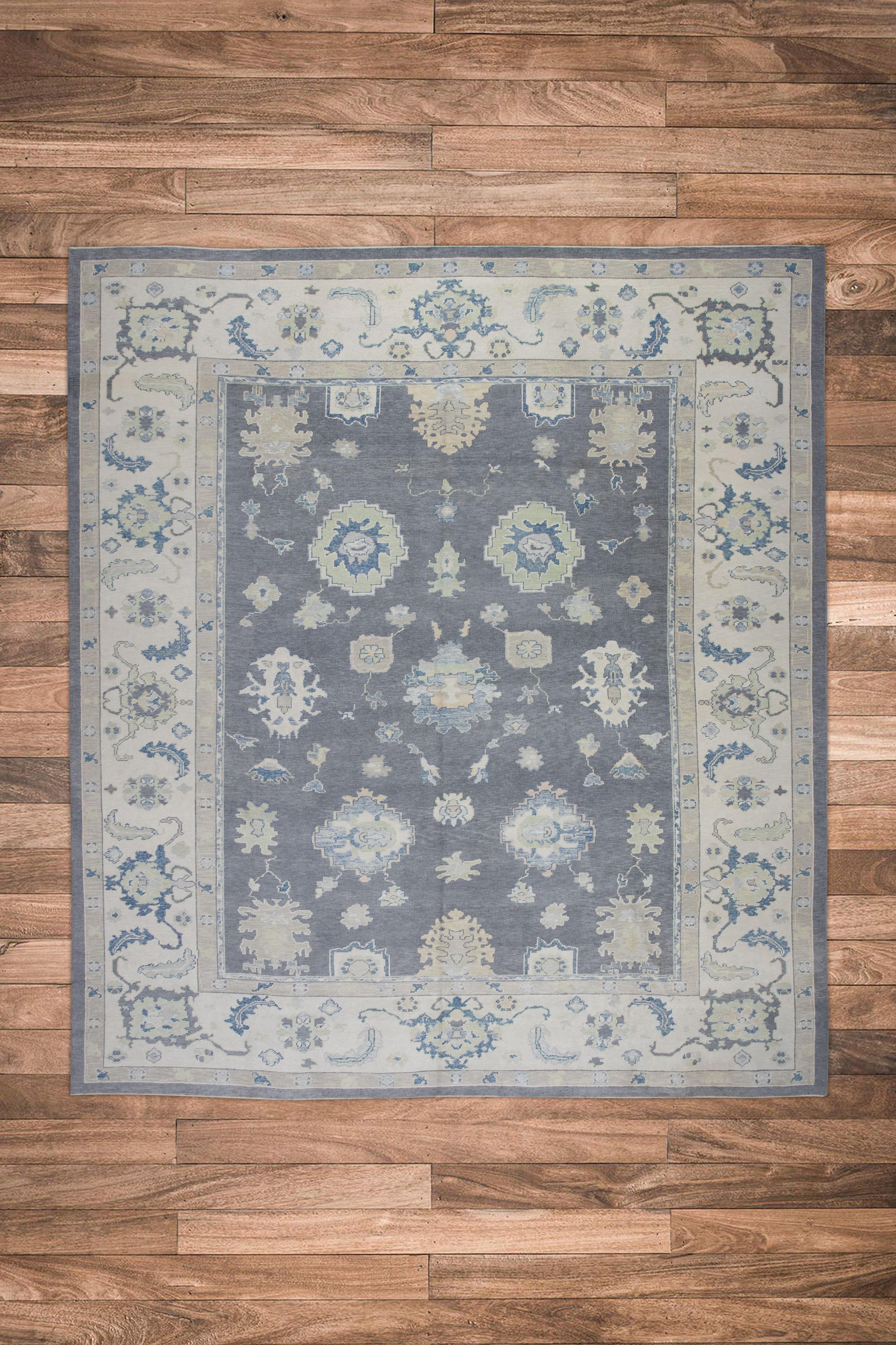 Handwoven Wool Turkish Oushak Rug 11'10