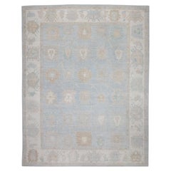 Handgewebter türkischer Oushak-Teppich aus Wolle 11'11"x 14'9"