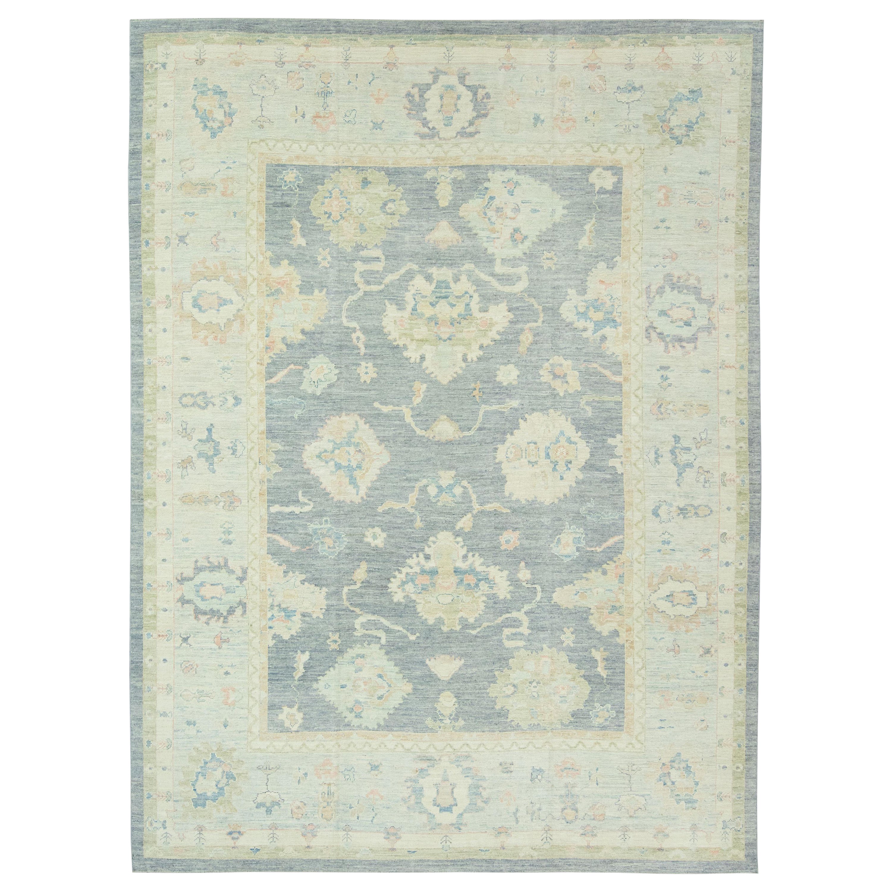Tappeto Oushak turco in lana intrecciata a mano 11'5 "x 15'
