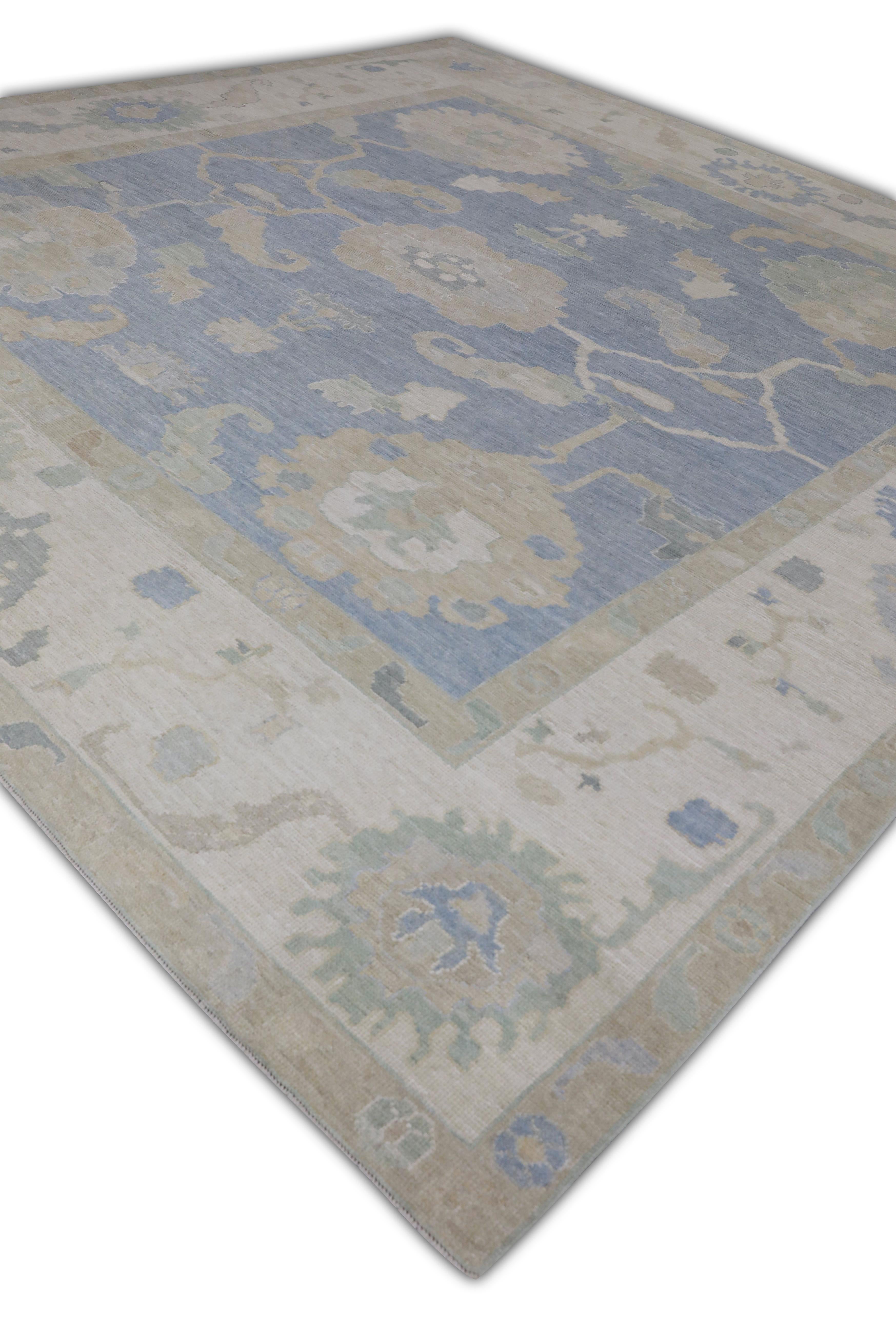 Modern Handwoven Wool Turkish Oushak Rug 12'2