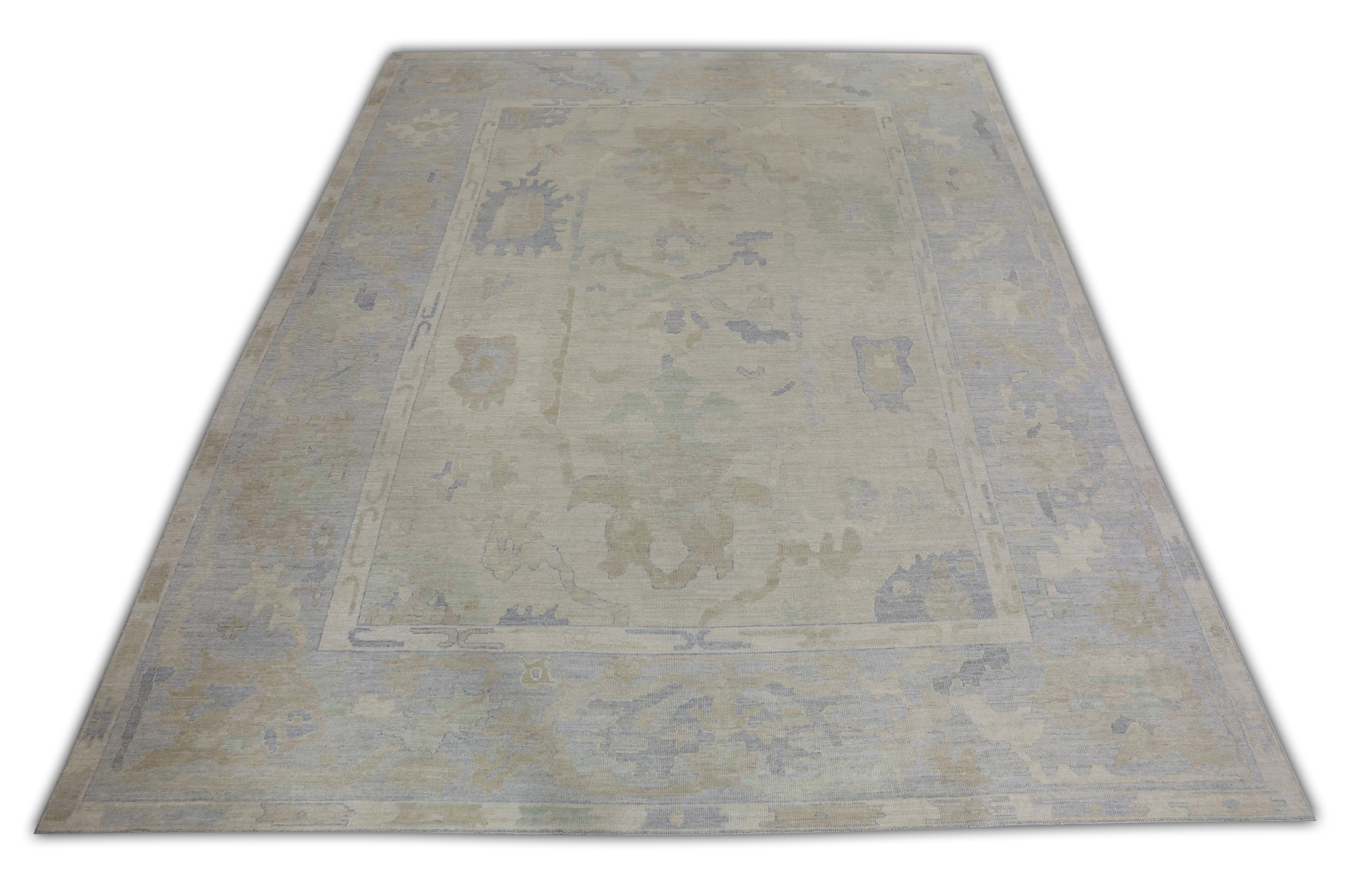 This Turkish oushak rug is a stunning piece of art that has been handwoven using traditional techniques by skilled artisans. The rug features intricate patterns and a soft color palette that is achieved through the use of natural vegetable dyes.