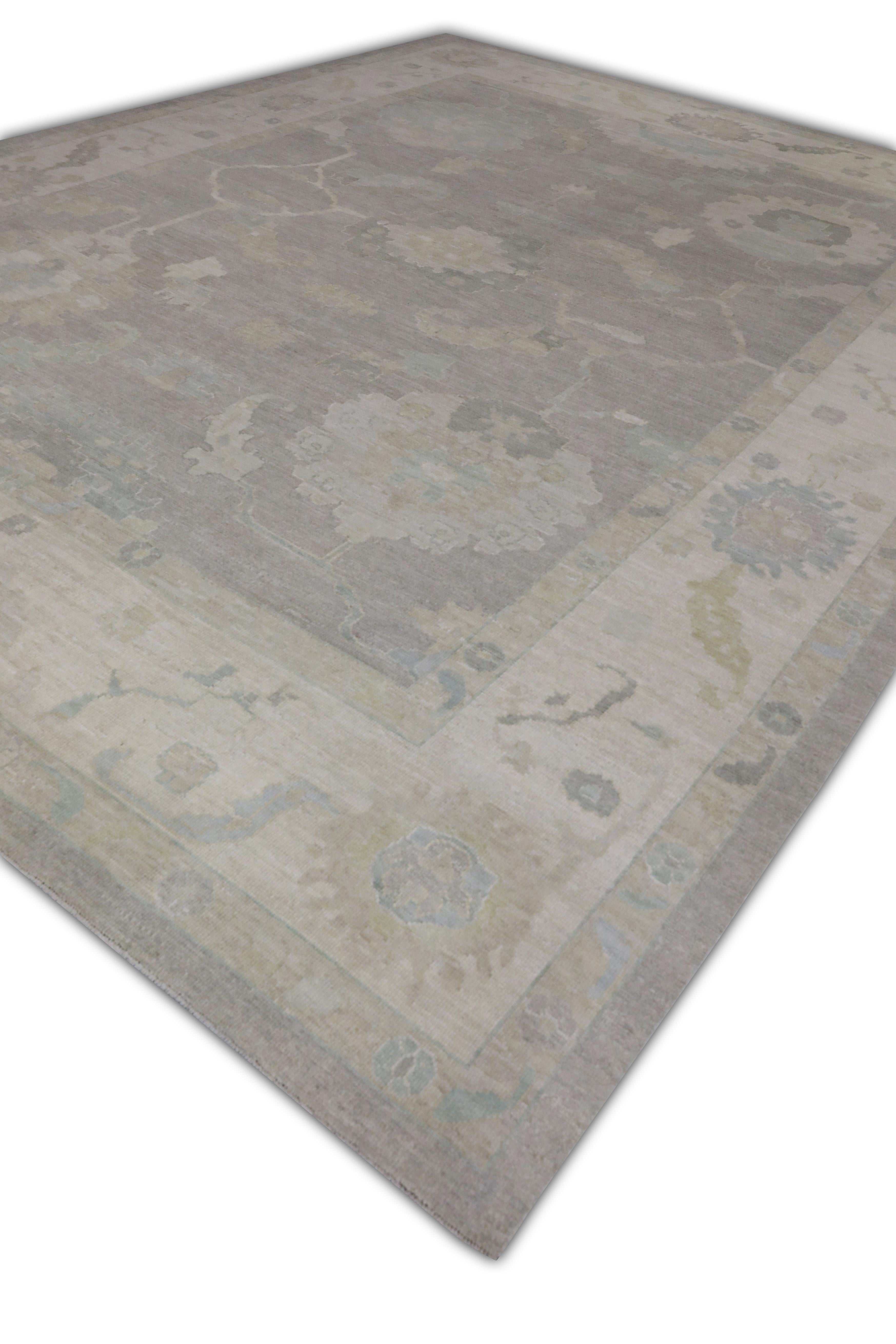 Modern Handwoven Wool Turkish Oushak Rug 12'2