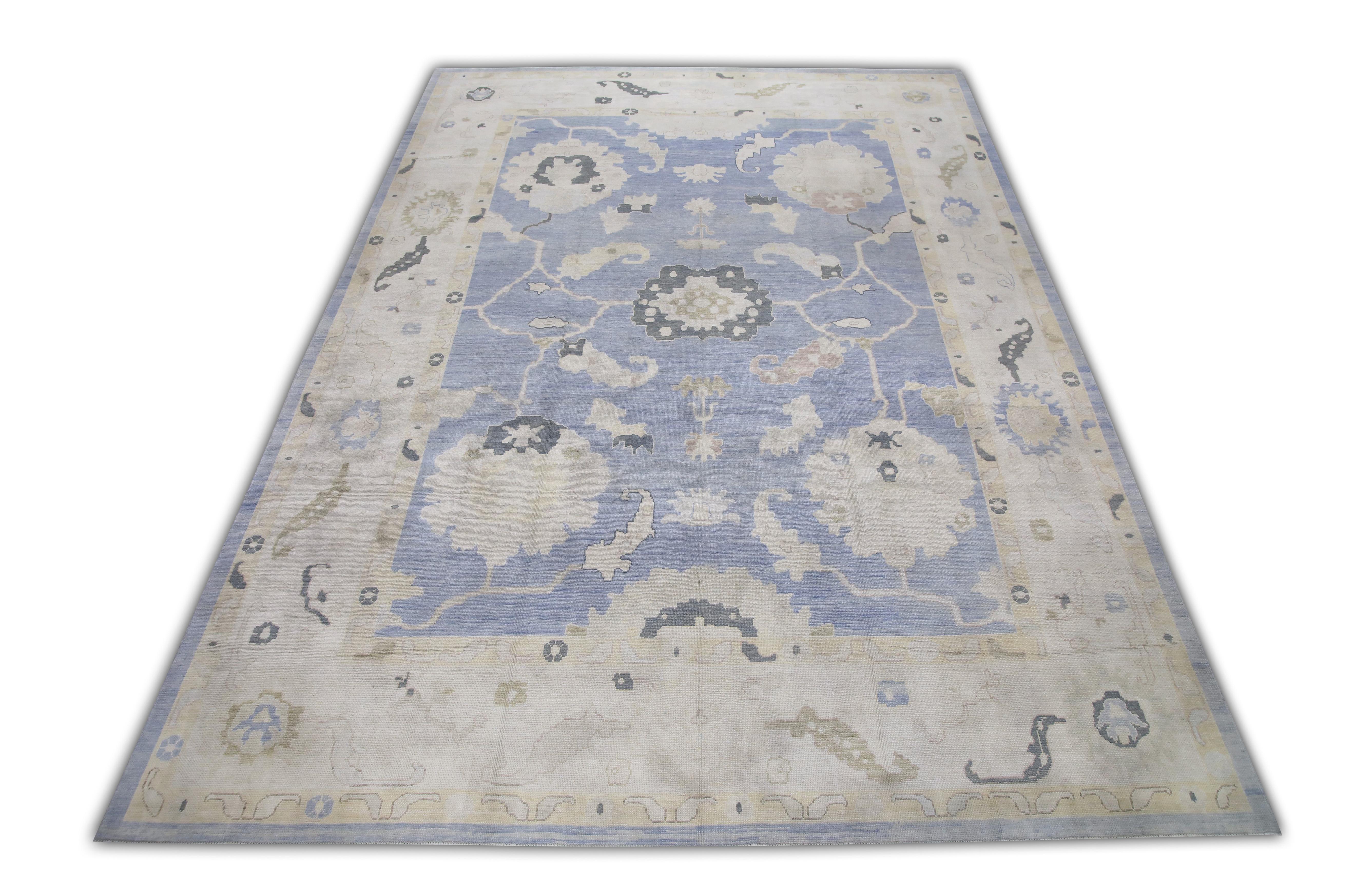 Moderno Tappeto Oushak turco in lana intrecciata a mano 12'3 