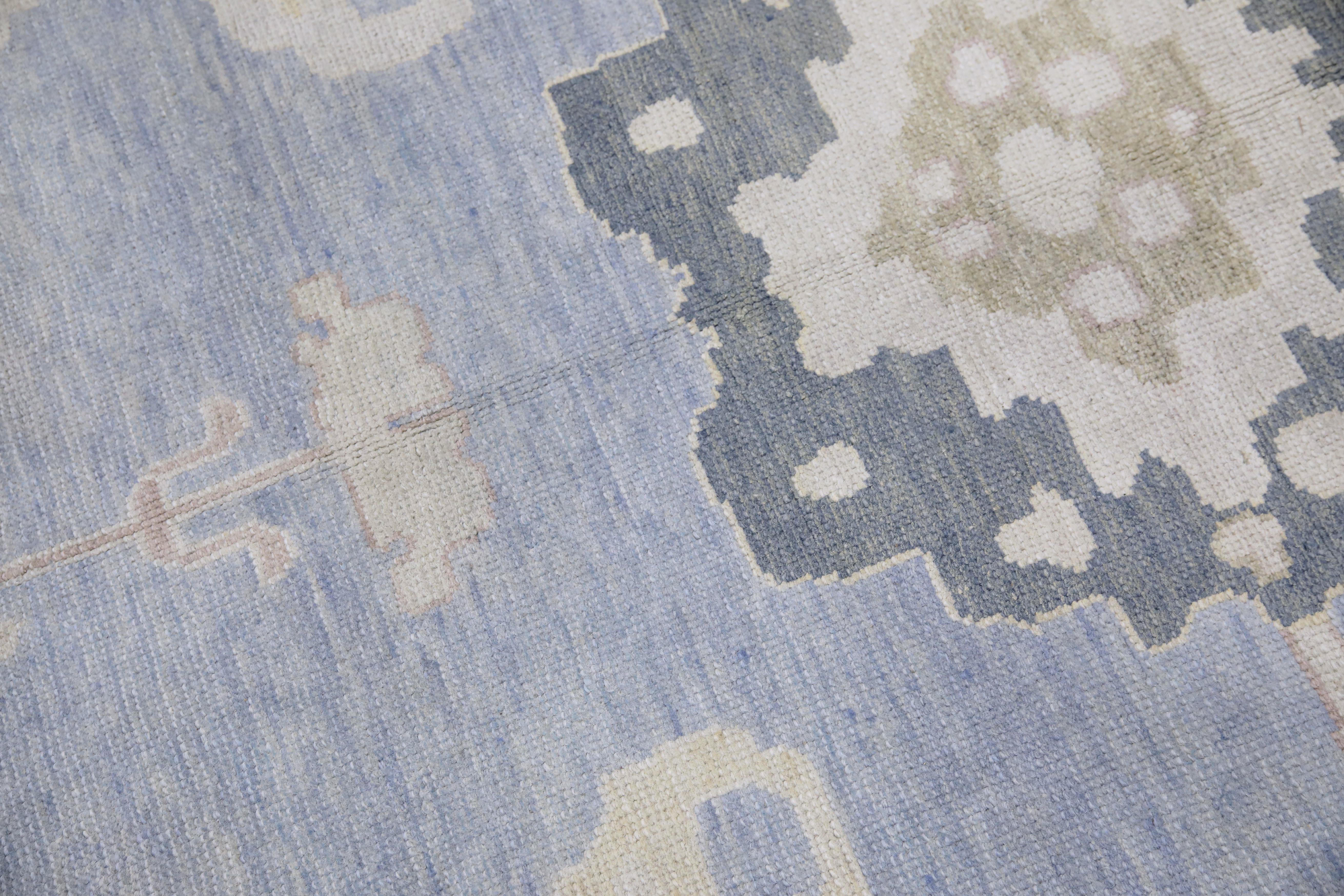 Tappeto Oushak turco in lana intrecciata a mano 12'3 