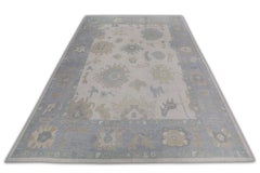 Alfombra Oushak turca de lana tejida a mano 12'4 "x 15'4