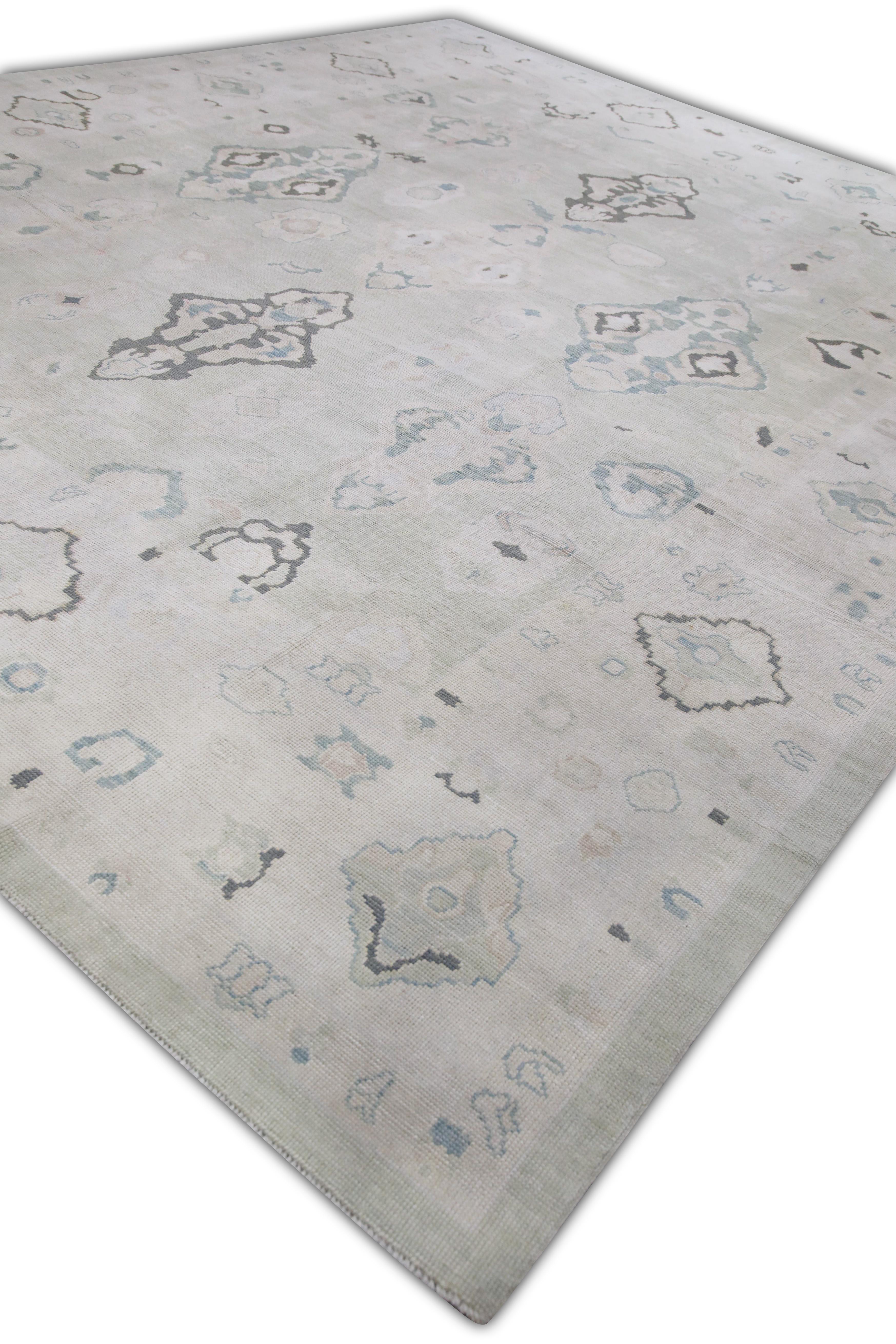 Moderne Tapis turc Oushak tissé à la main 12'4