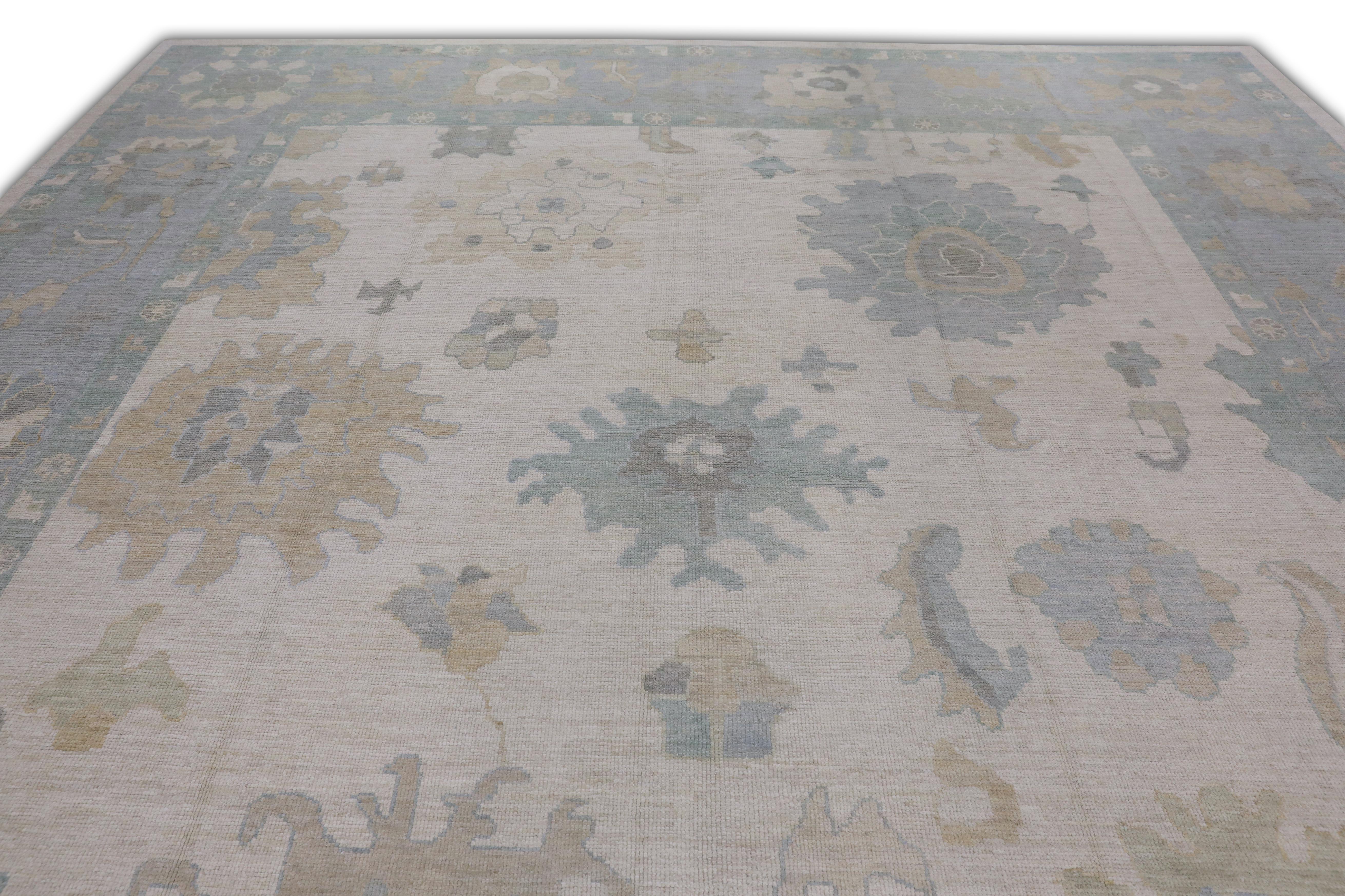 Vegetable Dyed Handwoven Wool Turkish Oushak Rug 12'4