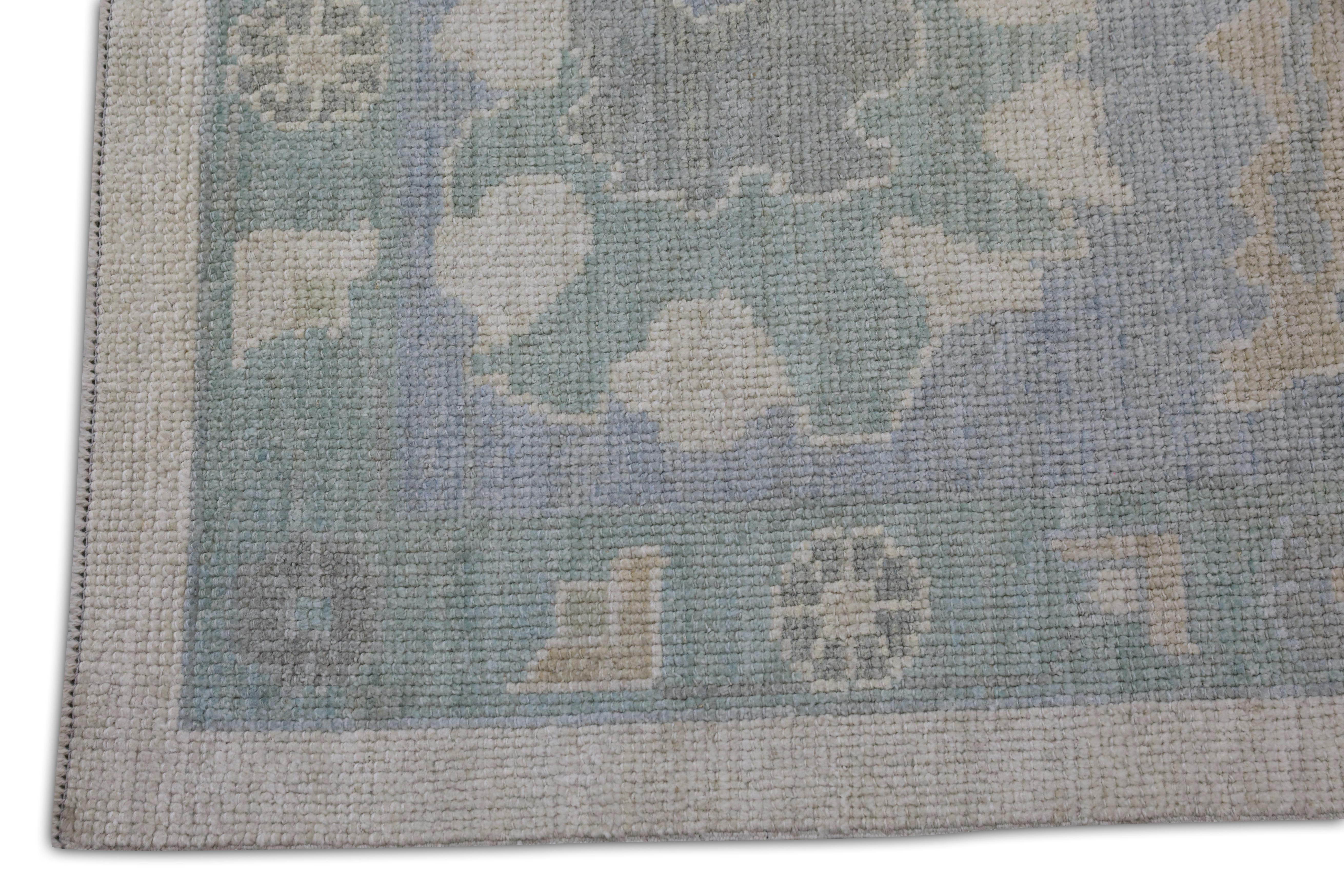 Handwoven Wool Turkish Oushak Rug 12'4