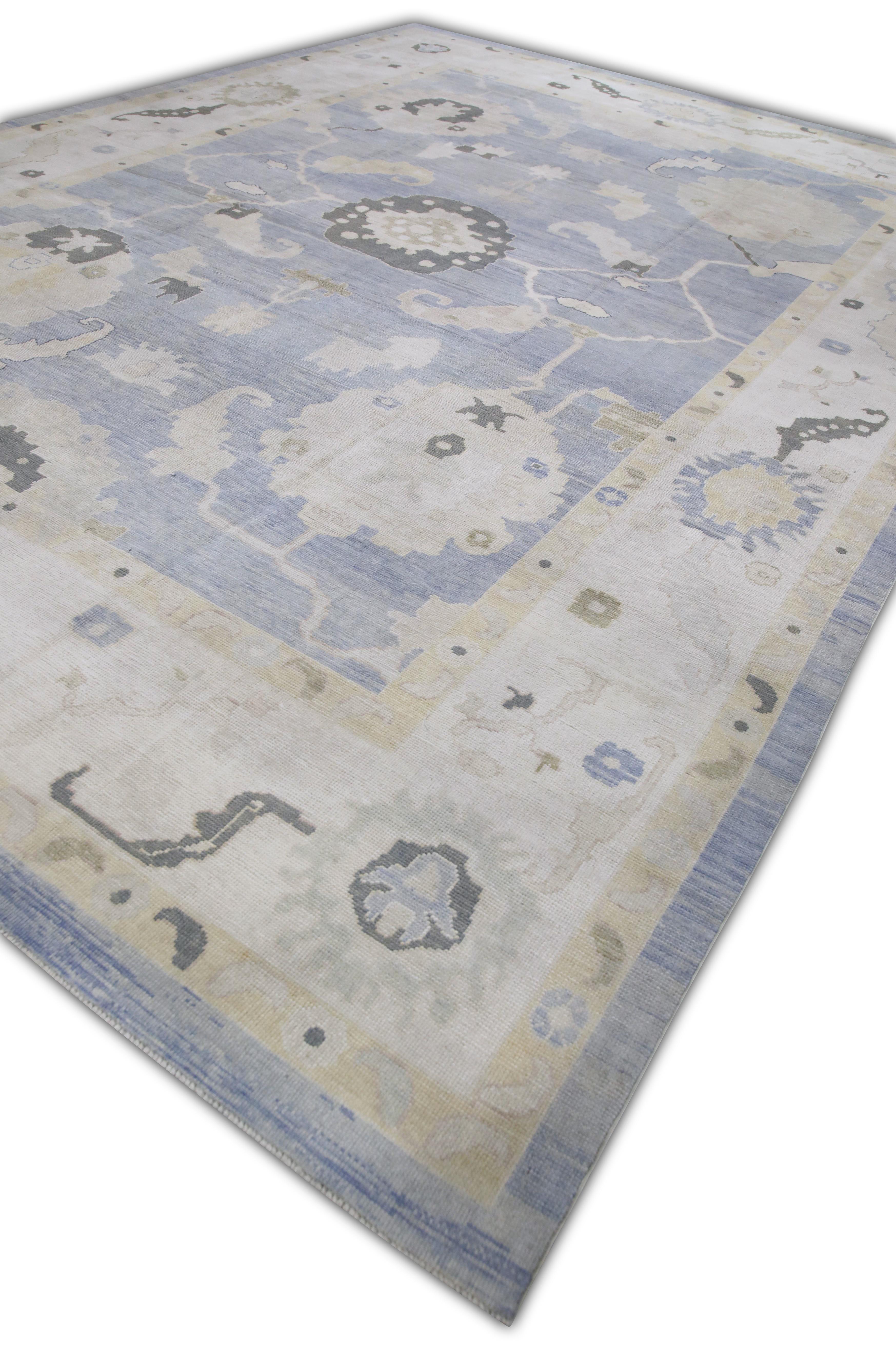 Moderno Tappeto Oushak turco in lana intrecciata a mano 12'9