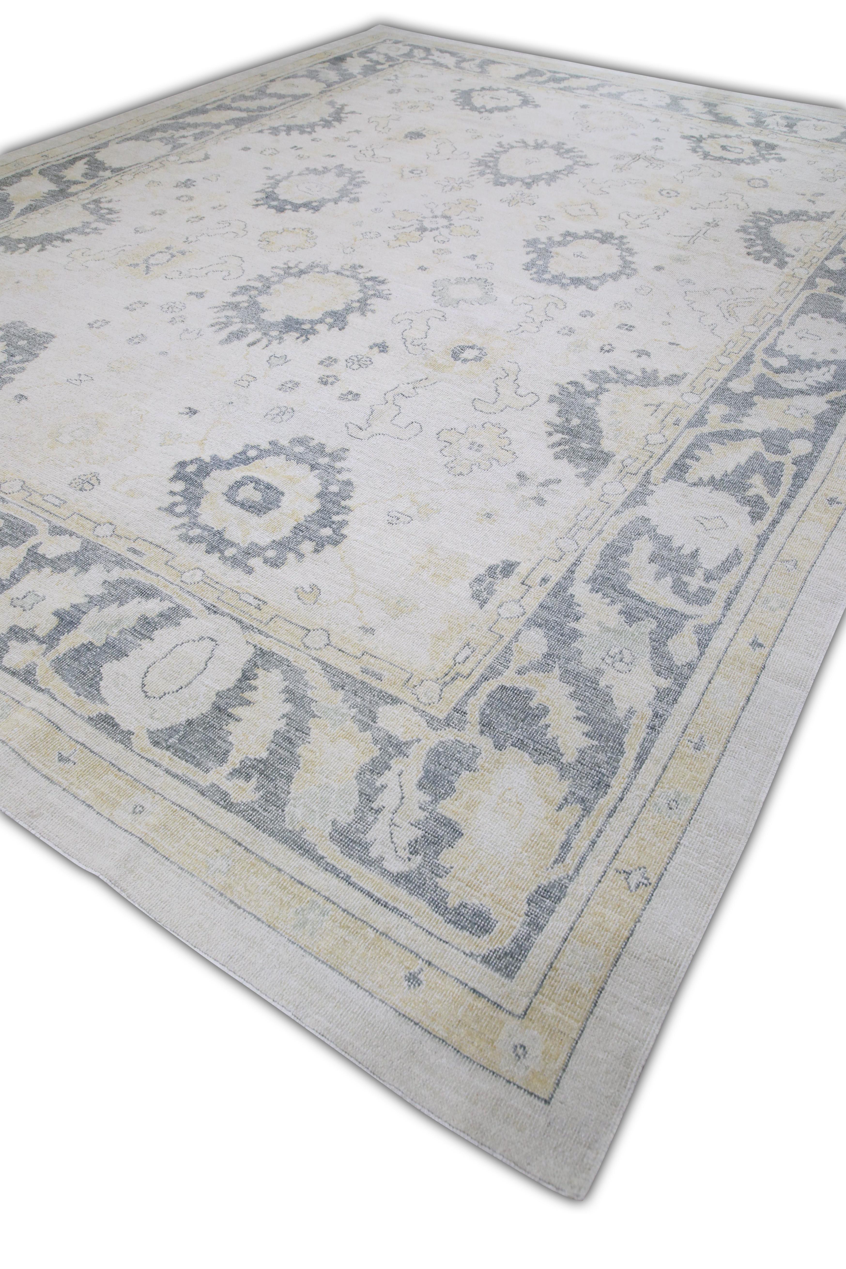 Modern Handwoven Wool Turkish Oushak Rug 12'x 15'10