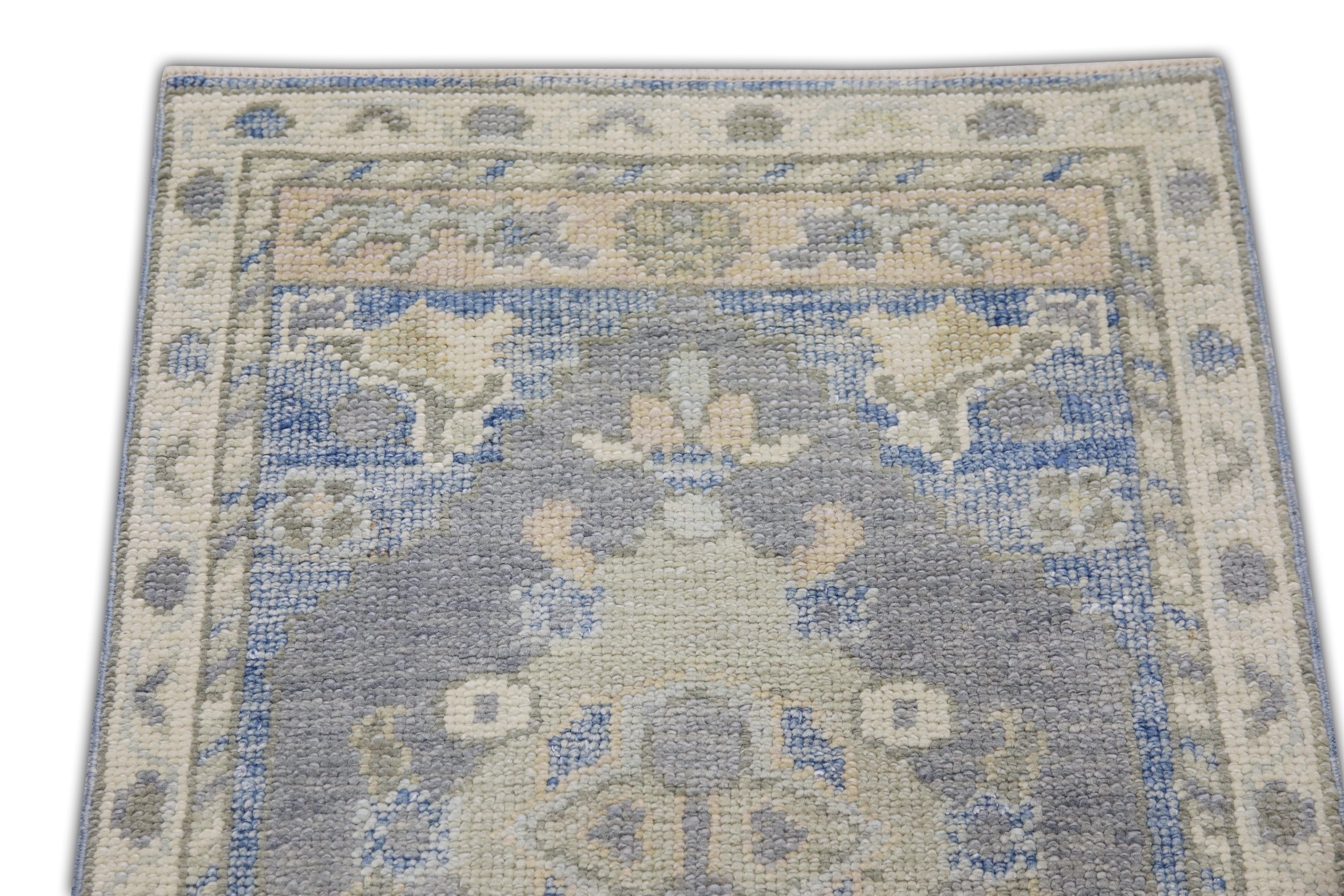 Modern Handwoven Wool Turkish Oushak Rug 2'1