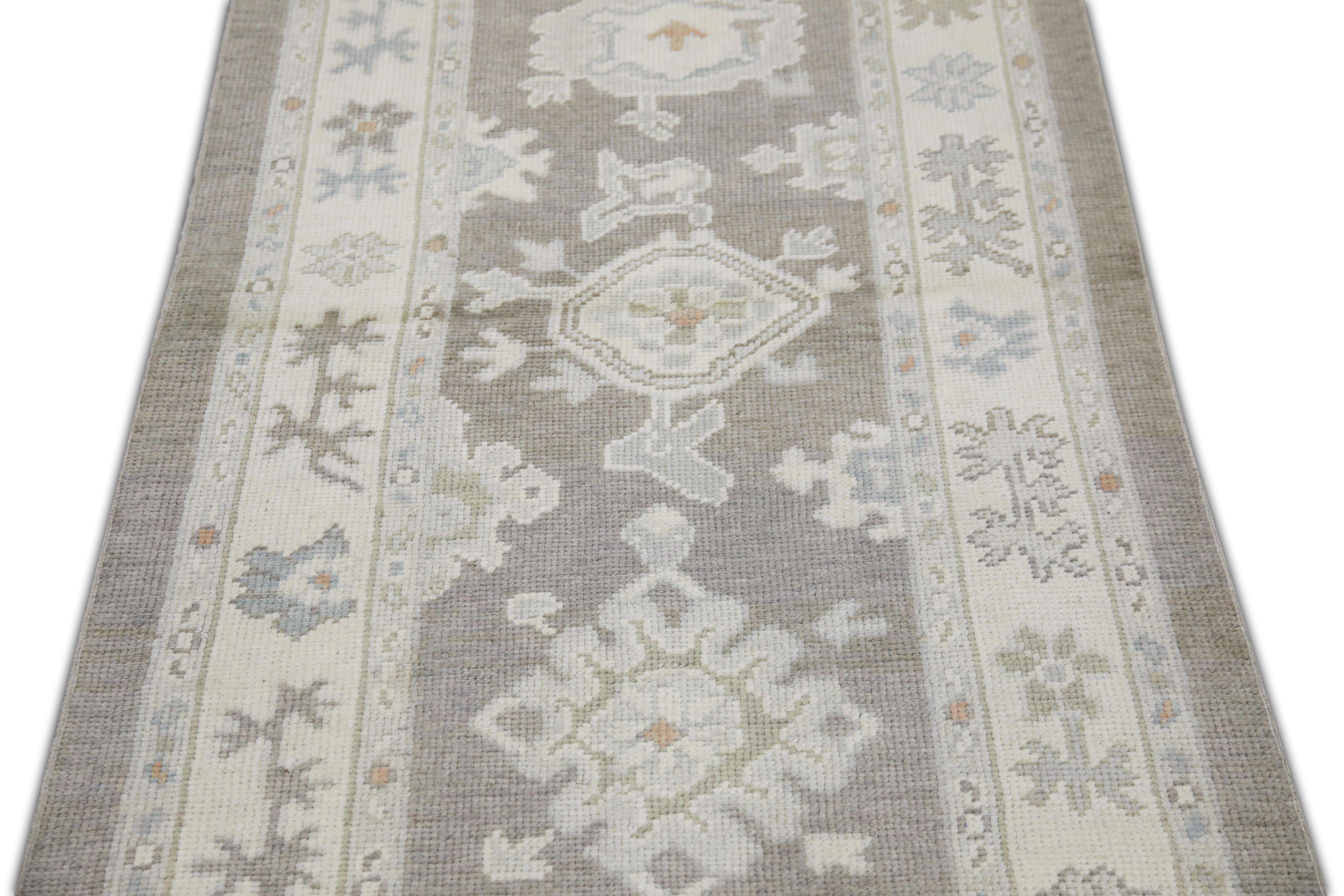 Contemporary Handwoven Wool Turkish Oushak Rug 2'10