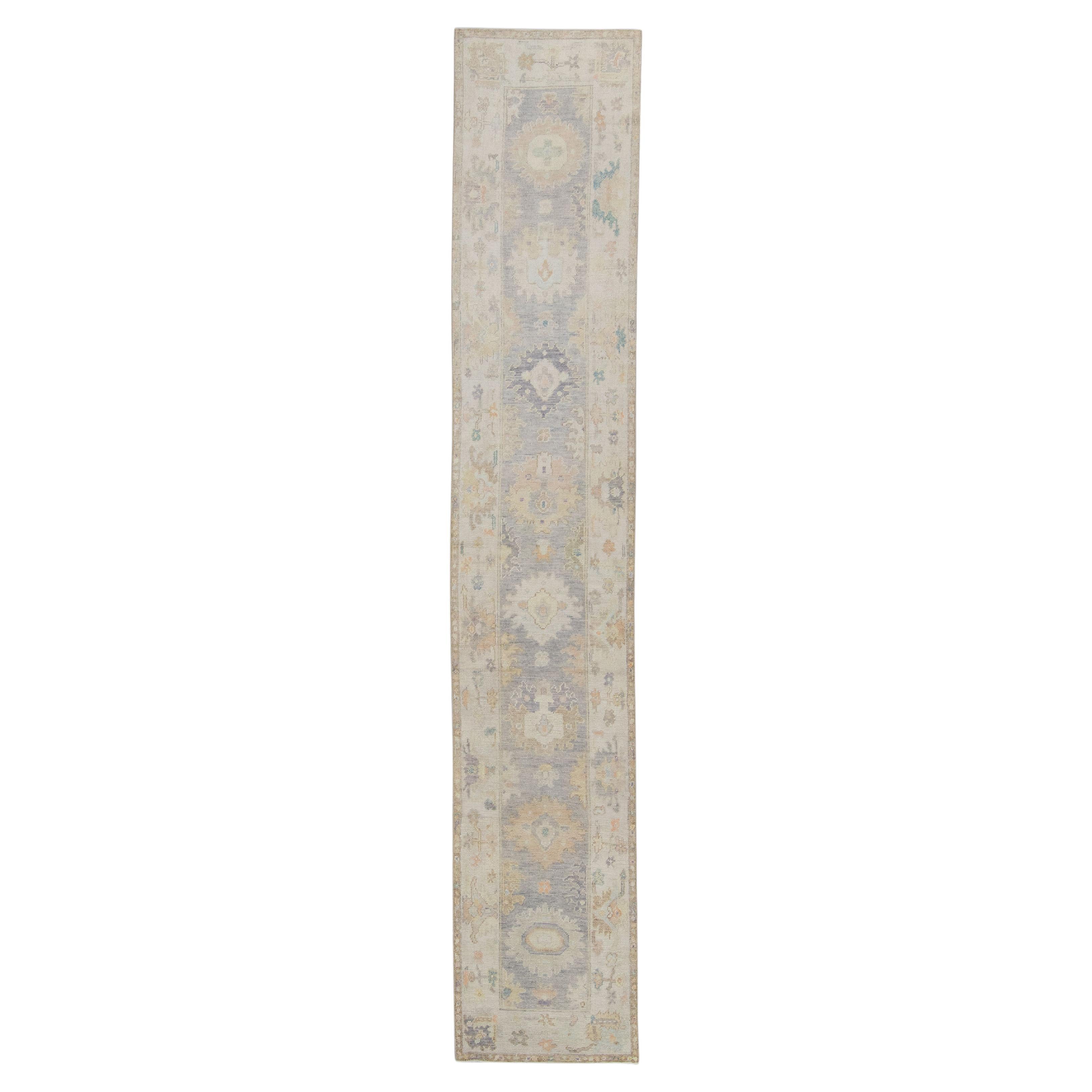 Handgewebter türkischer Oushak-Teppich aus Wolle 2'10"x 15'9"