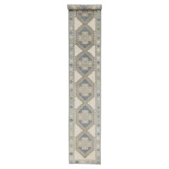 Handgewebter türkischer Oushak-Teppich aus Wolle 2'11"x 18'2"