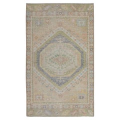 Handgewebter türkischer Oushak-Teppich aus Wolle 2'11"x 4'9"
