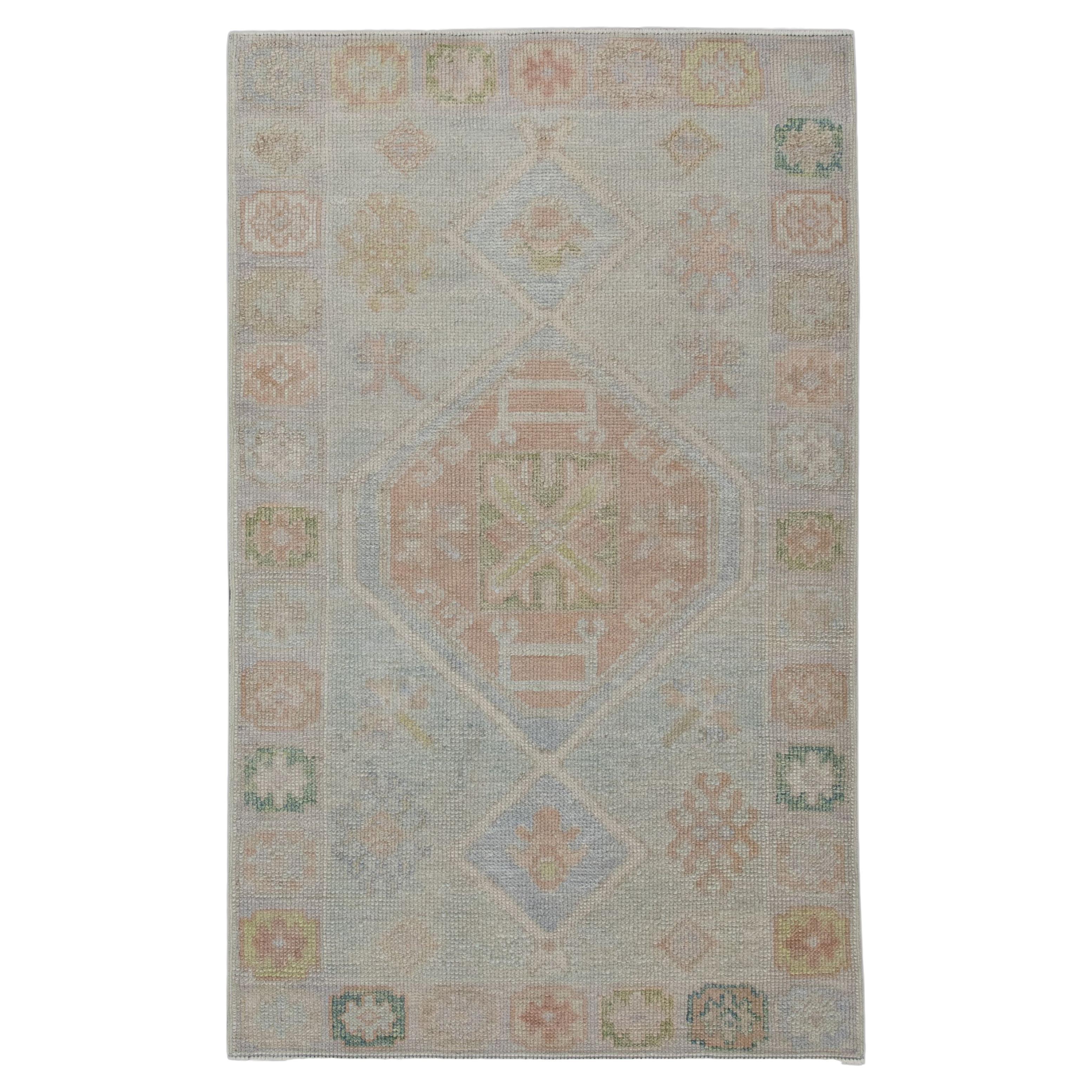 Alfombra Oushak turca de lana tejida a mano 2'11 "x 4'9" (2'11 "x 4'9") en venta