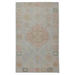 Handgewebter türkischer Oushak-Teppich aus Wolle 2'11"x 4'9"