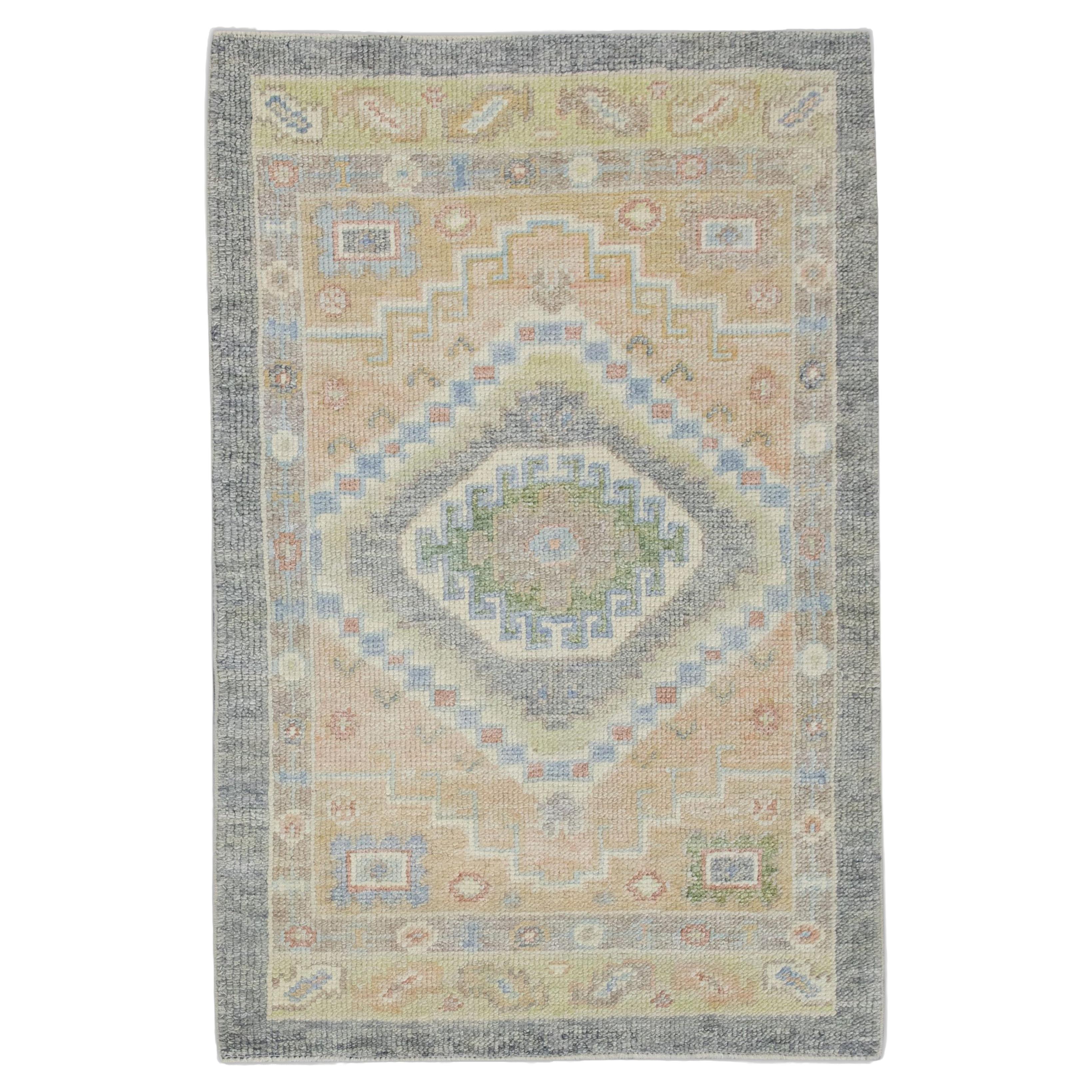 Handwoven Wool Turkish Oushak Rug 2'5