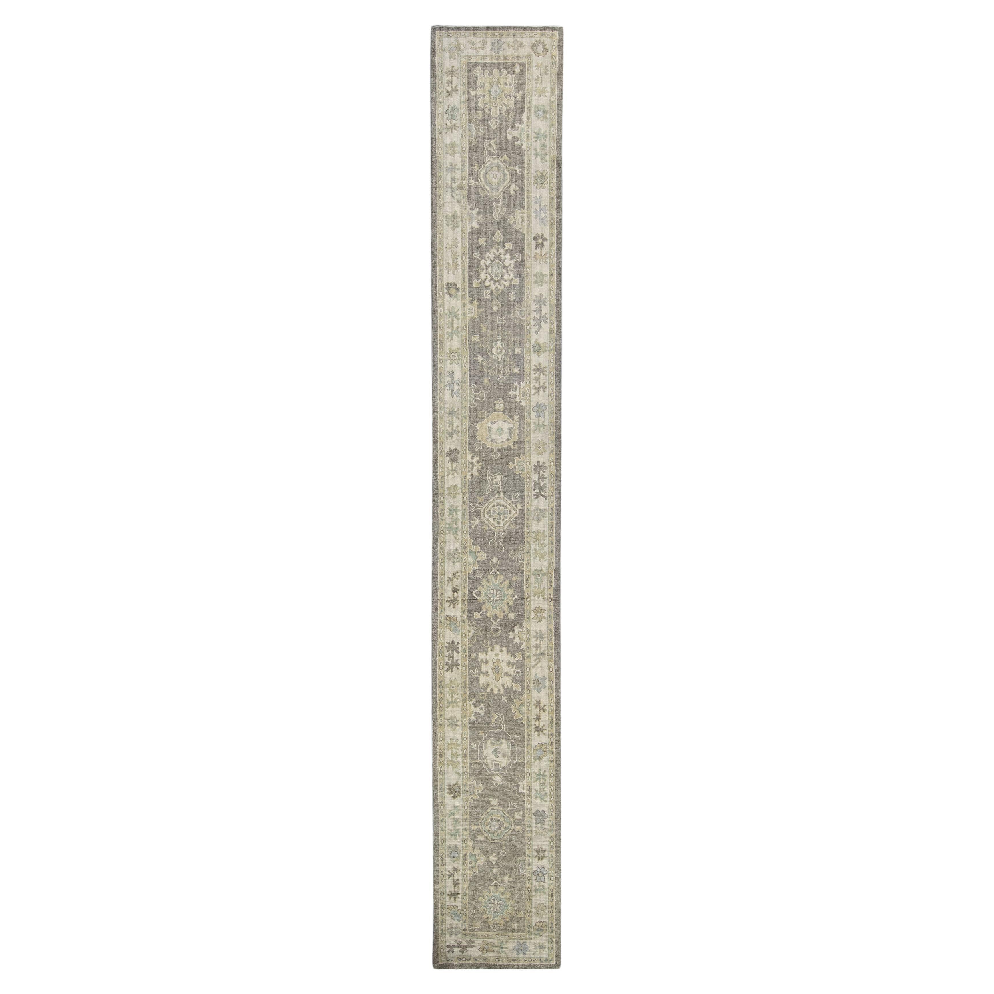 Handwoven Wool Turkish Oushak Rug 2'8"x 17'11"