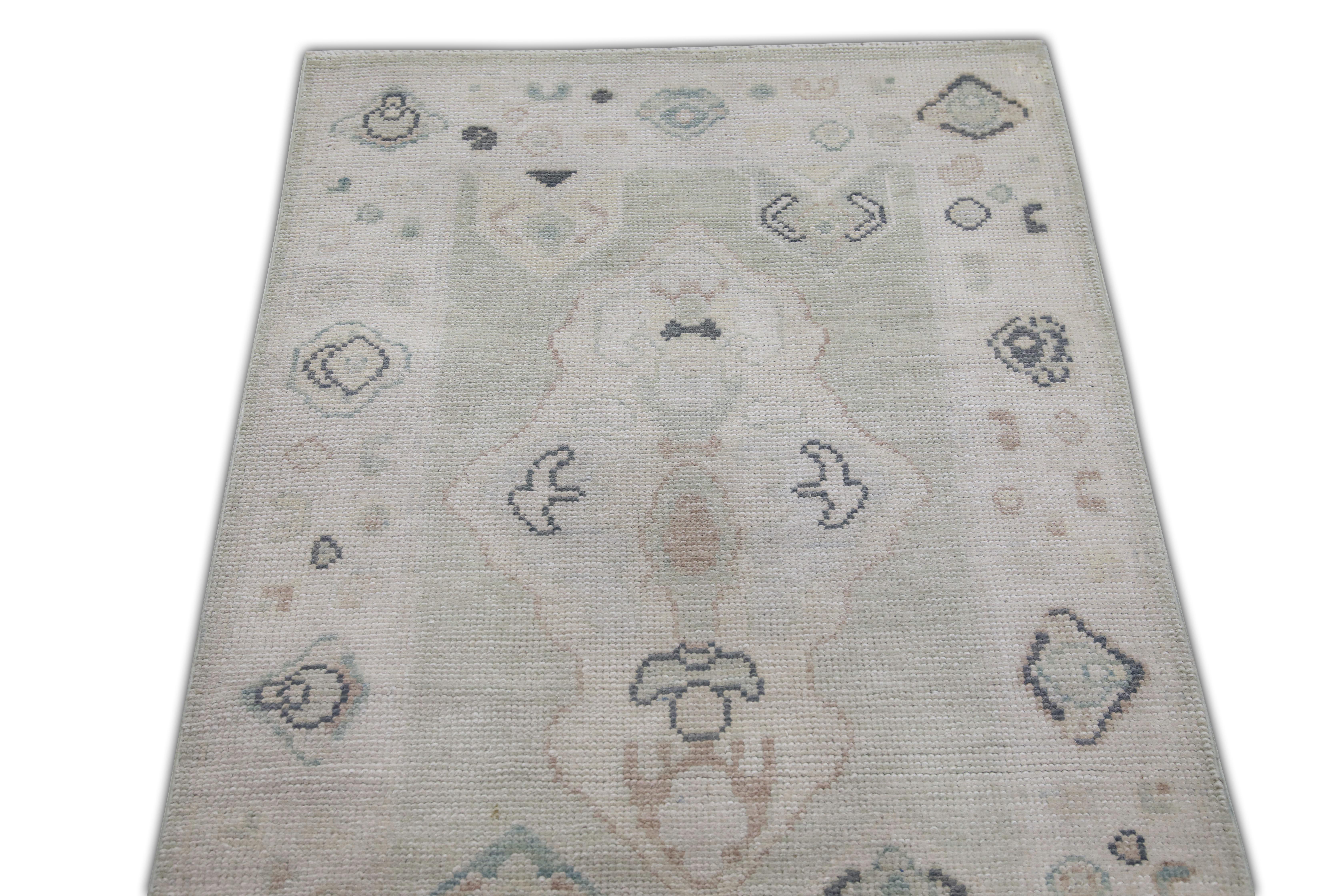 Modern Handwoven Wool Turkish Oushak Rug 2'9