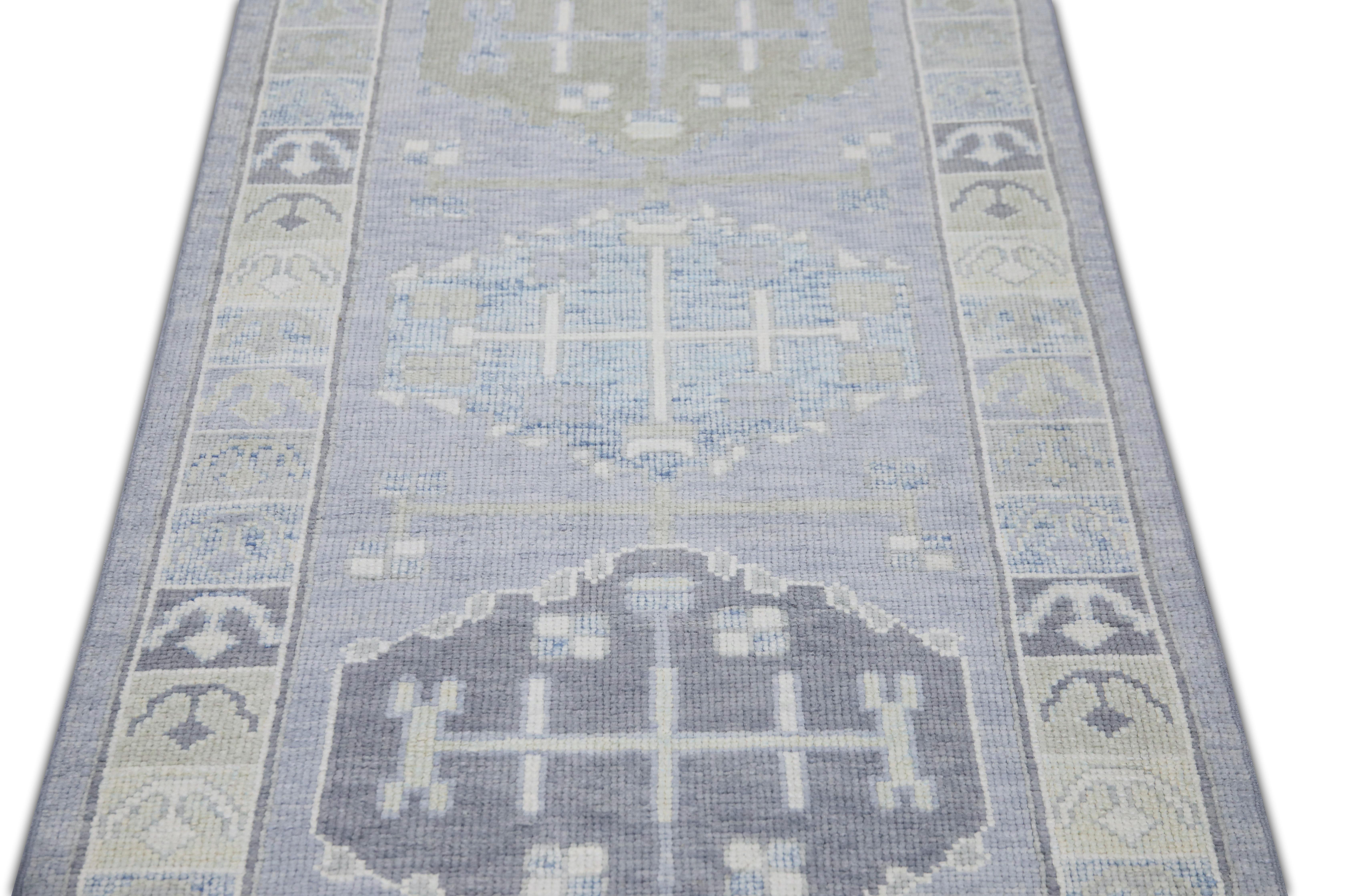 Handgewebter türkischer Oushak-Teppich aus Wolle 2'9
