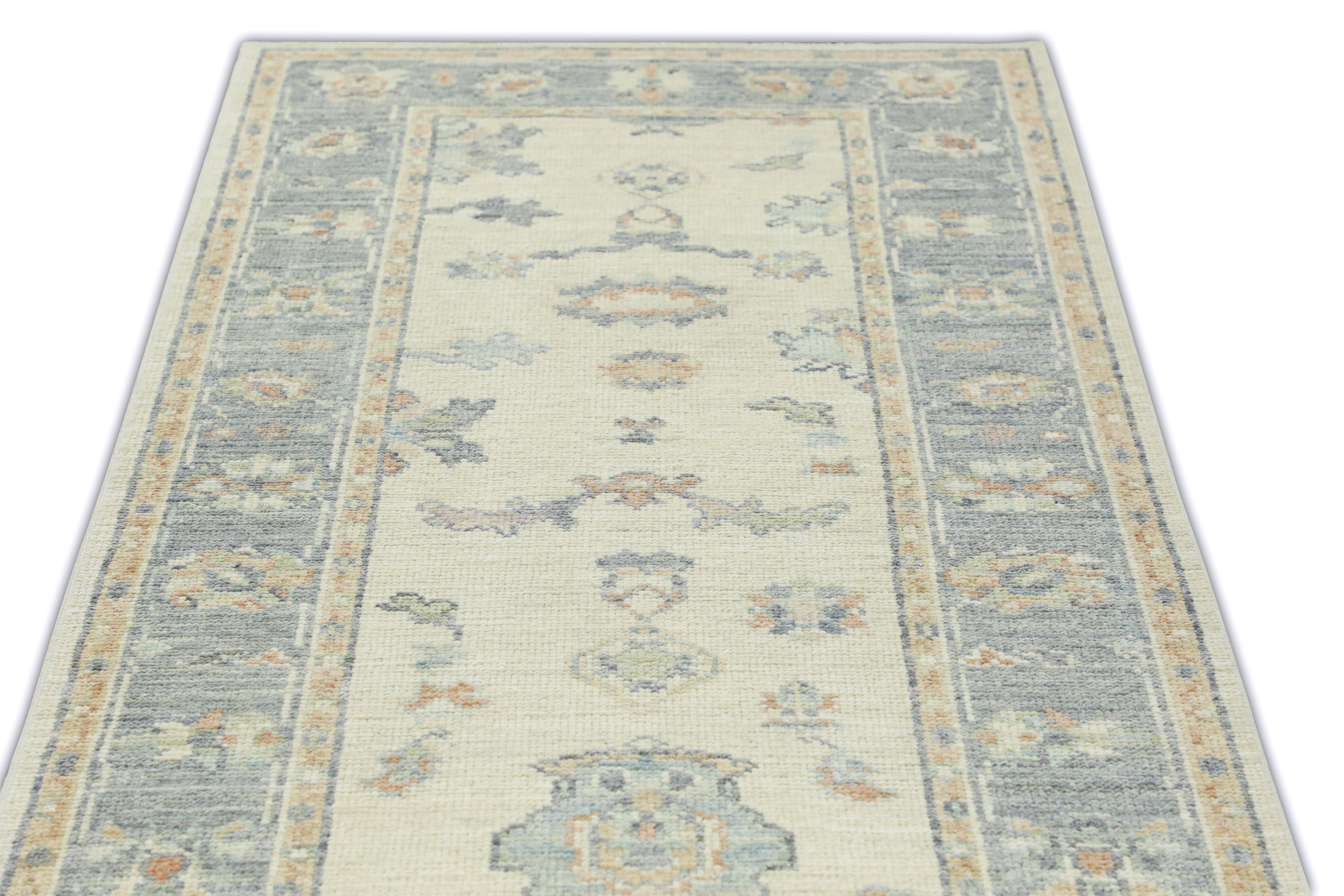Handgewebter türkischer Oushak-Teppich aus Wolle 3' x 14'3
