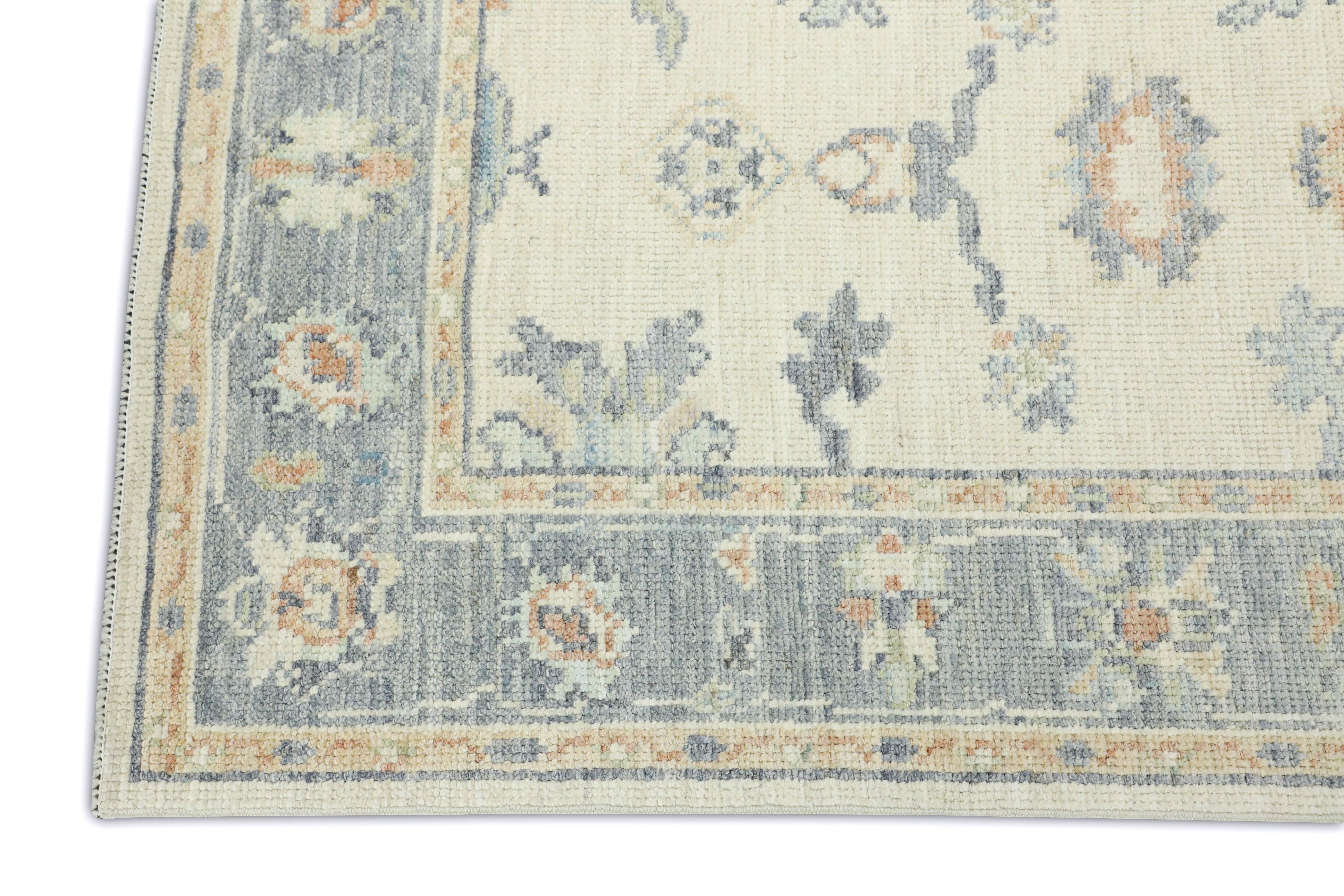 Handgewebter türkischer Oushak-Teppich aus Wolle 3' x 14'3