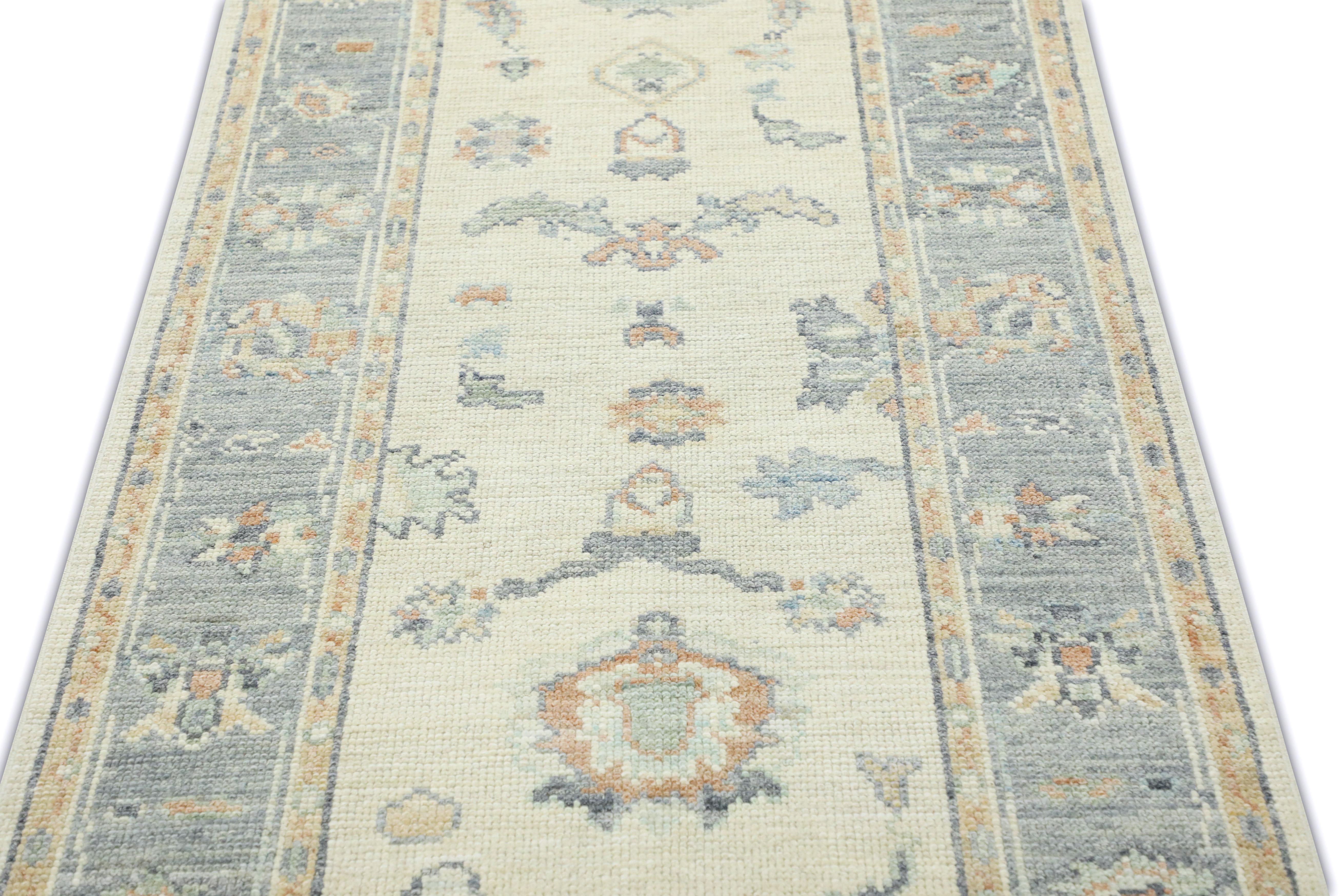 Handgewebter türkischer Oushak-Teppich aus Wolle 3' x 14'3