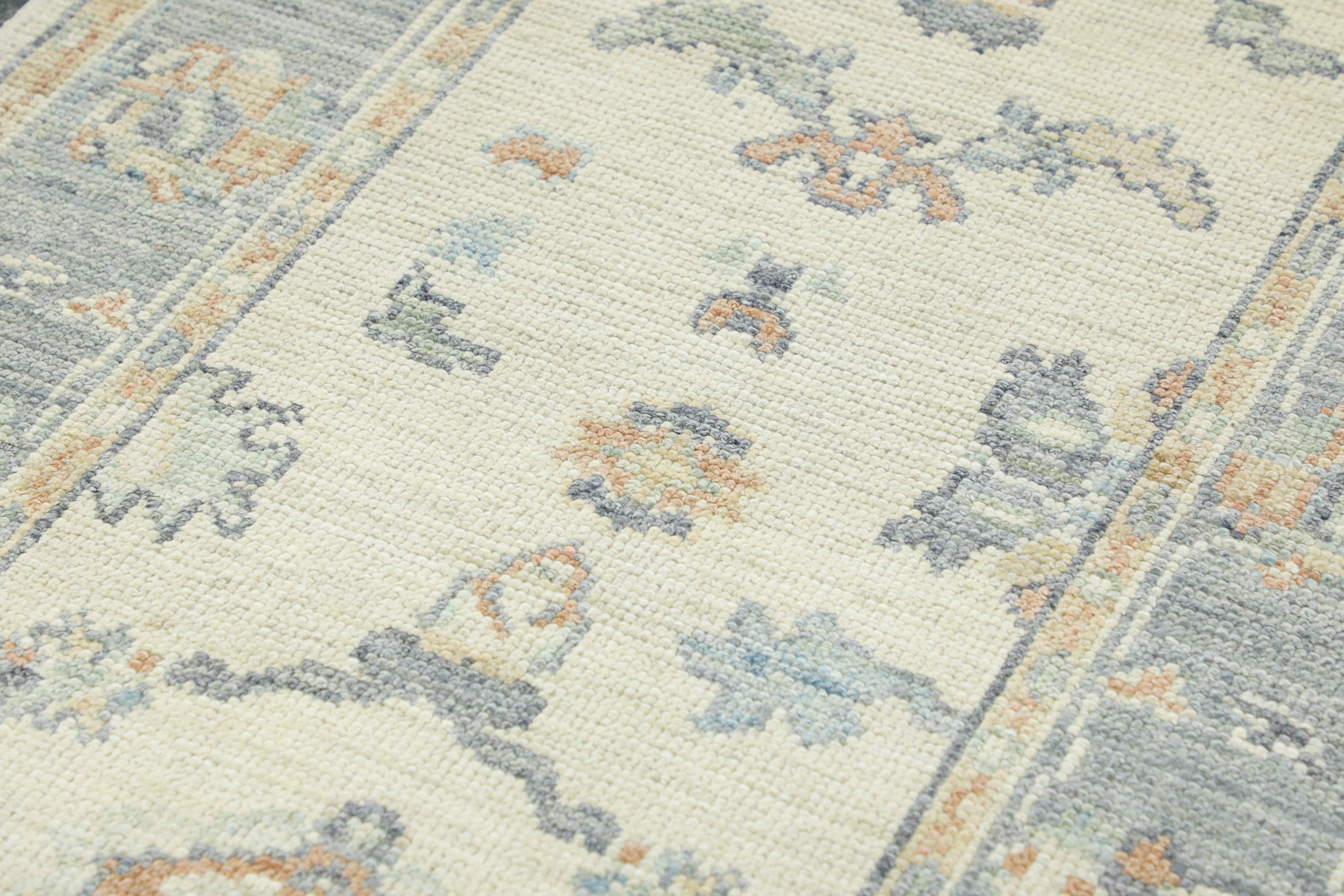 Handgewebter türkischer Oushak-Teppich aus Wolle 3' x 14'3
