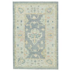Handwoven Wool Turkish Oushak Rug 3'11"x 6'