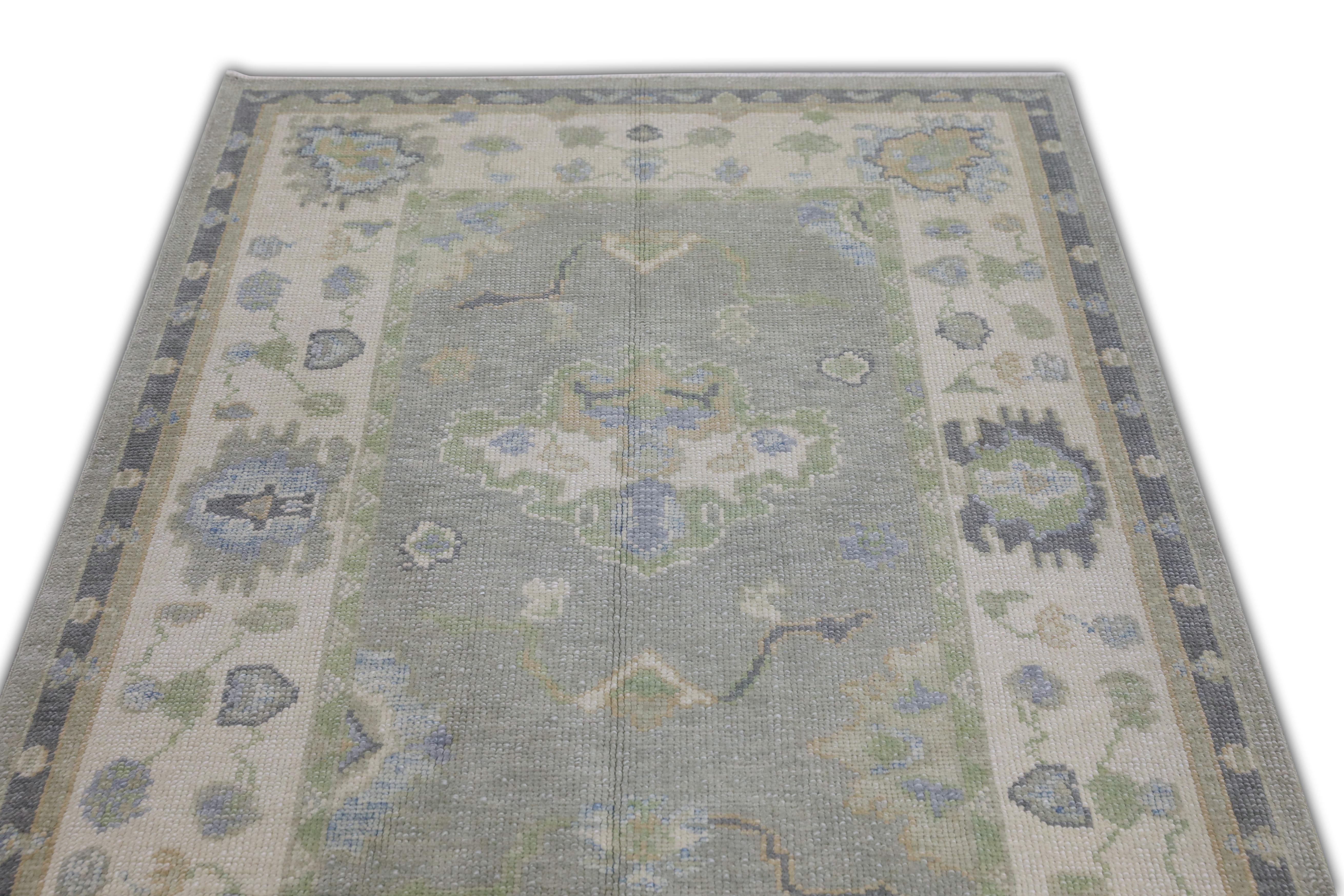 Moderno Tappeto Oushak turco in lana intrecciata a mano 3'11 