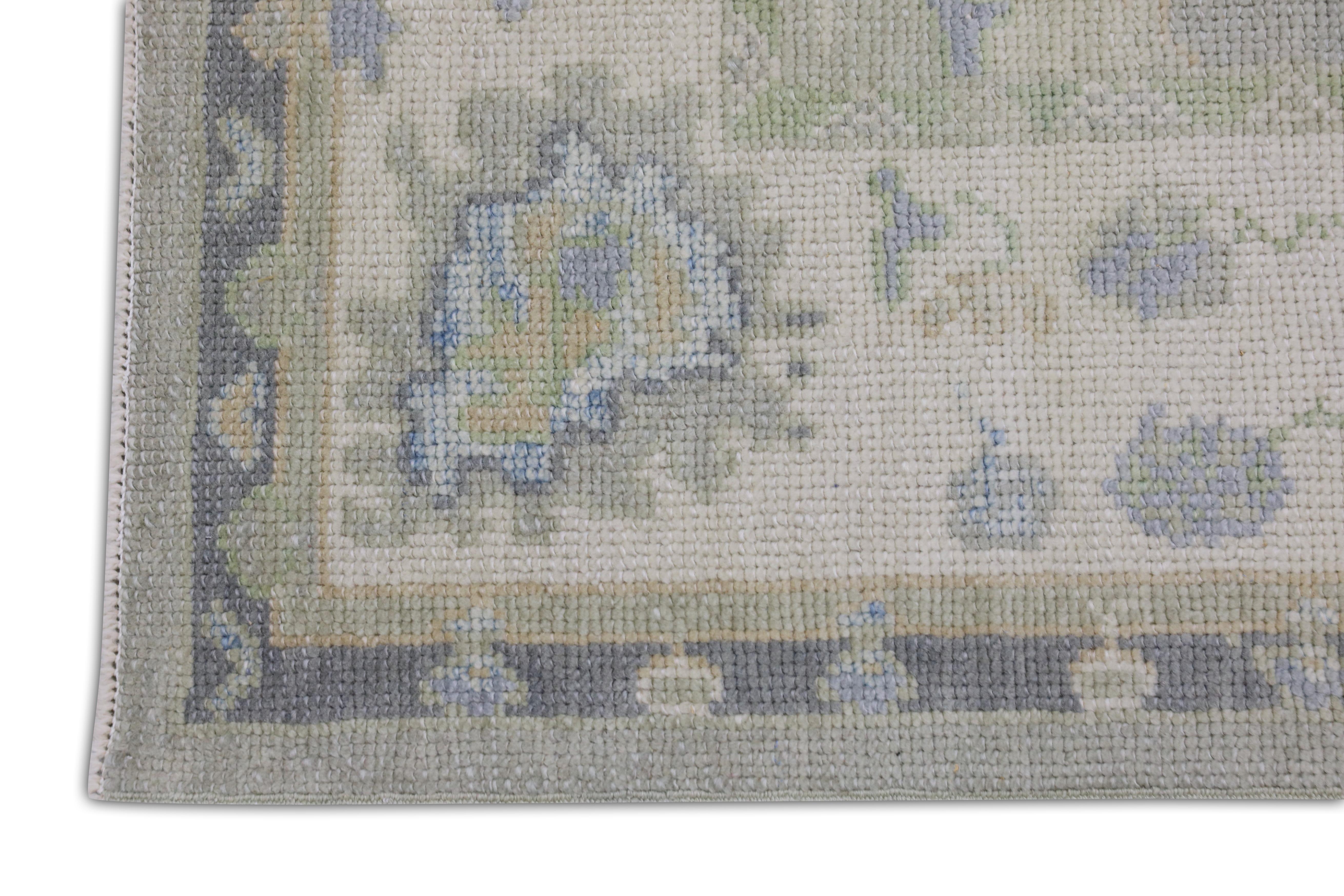 XXI secolo e contemporaneo Tappeto Oushak turco in lana intrecciata a mano 3'11 