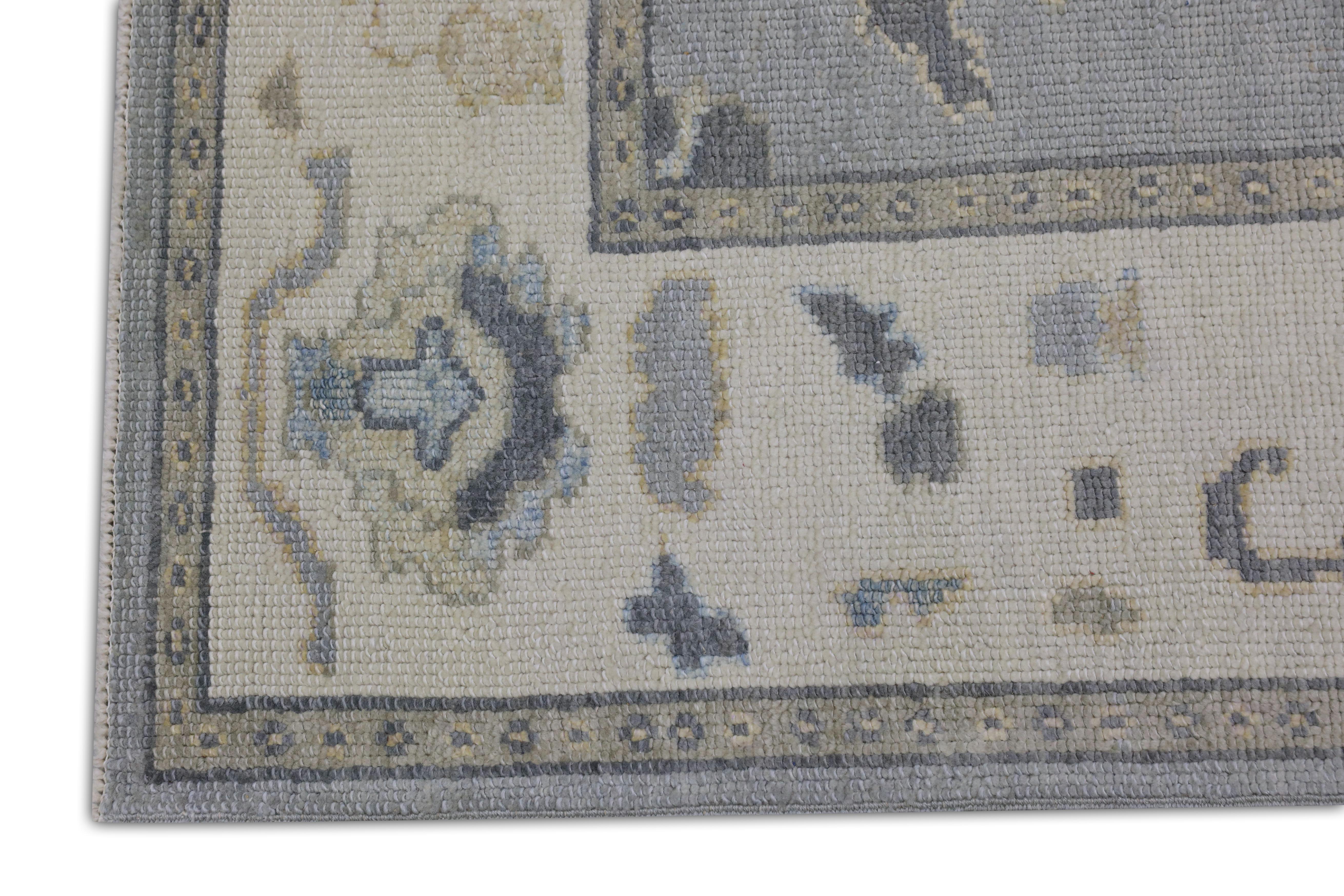 Handgewebter türkischer Oushak-Teppich aus Wolle 3'11