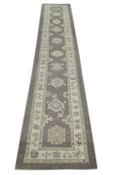 Handwoven Wool Turkish Oushak Rug 3'1"x 17'4"