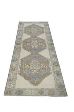 Handwoven Wool Turkish Oushak Rug 3'8"x 11'2"