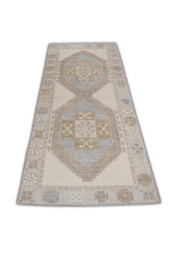 Handwoven Wool Turkish Oushak Rug 3'9"x 8'5"