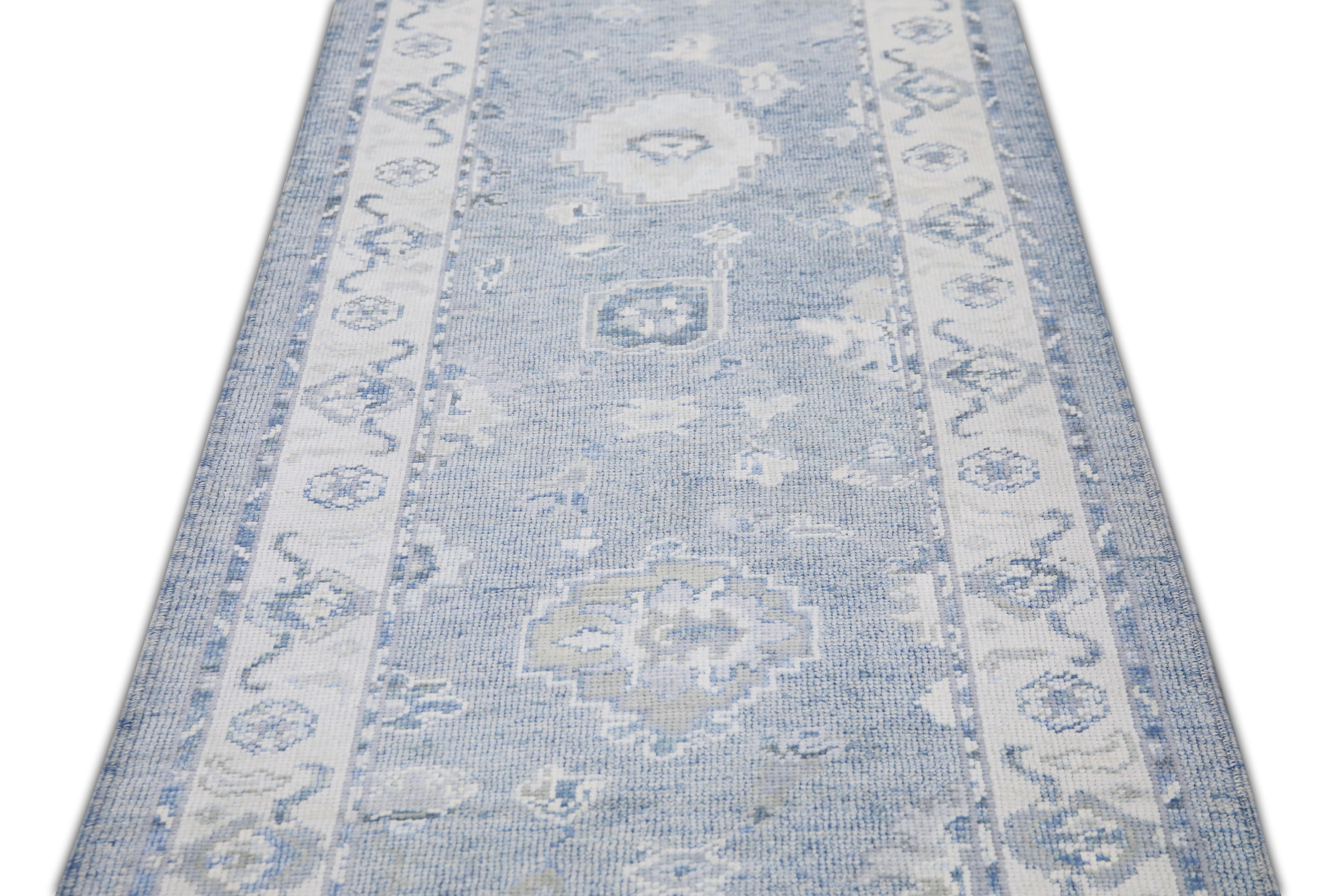 Handgewebter türkischer Oushak-Teppich aus Wolle 3'x 17'2