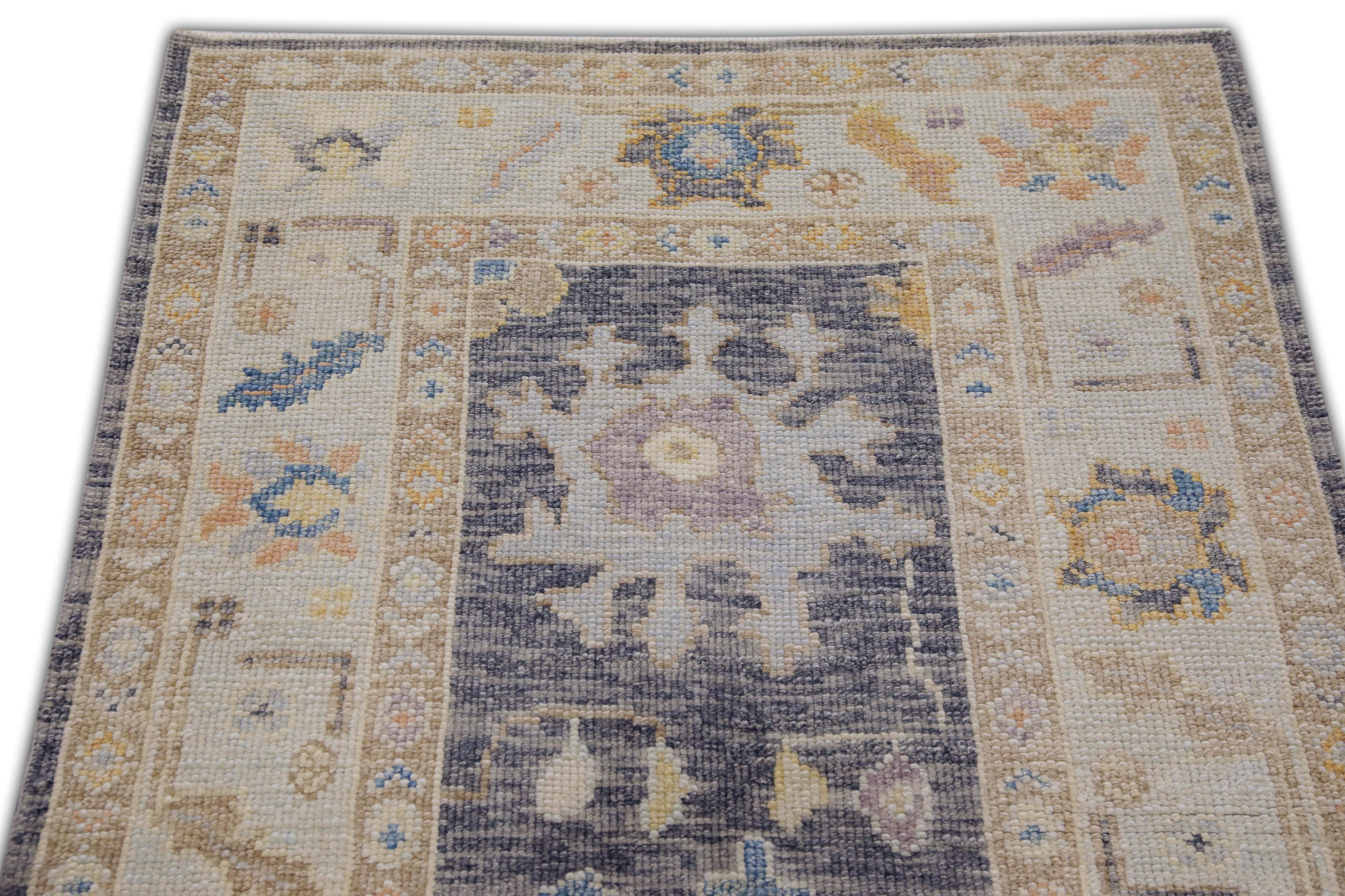 Moderno Tappeto Oushak turco in lana intrecciata a mano 3'x 4'9