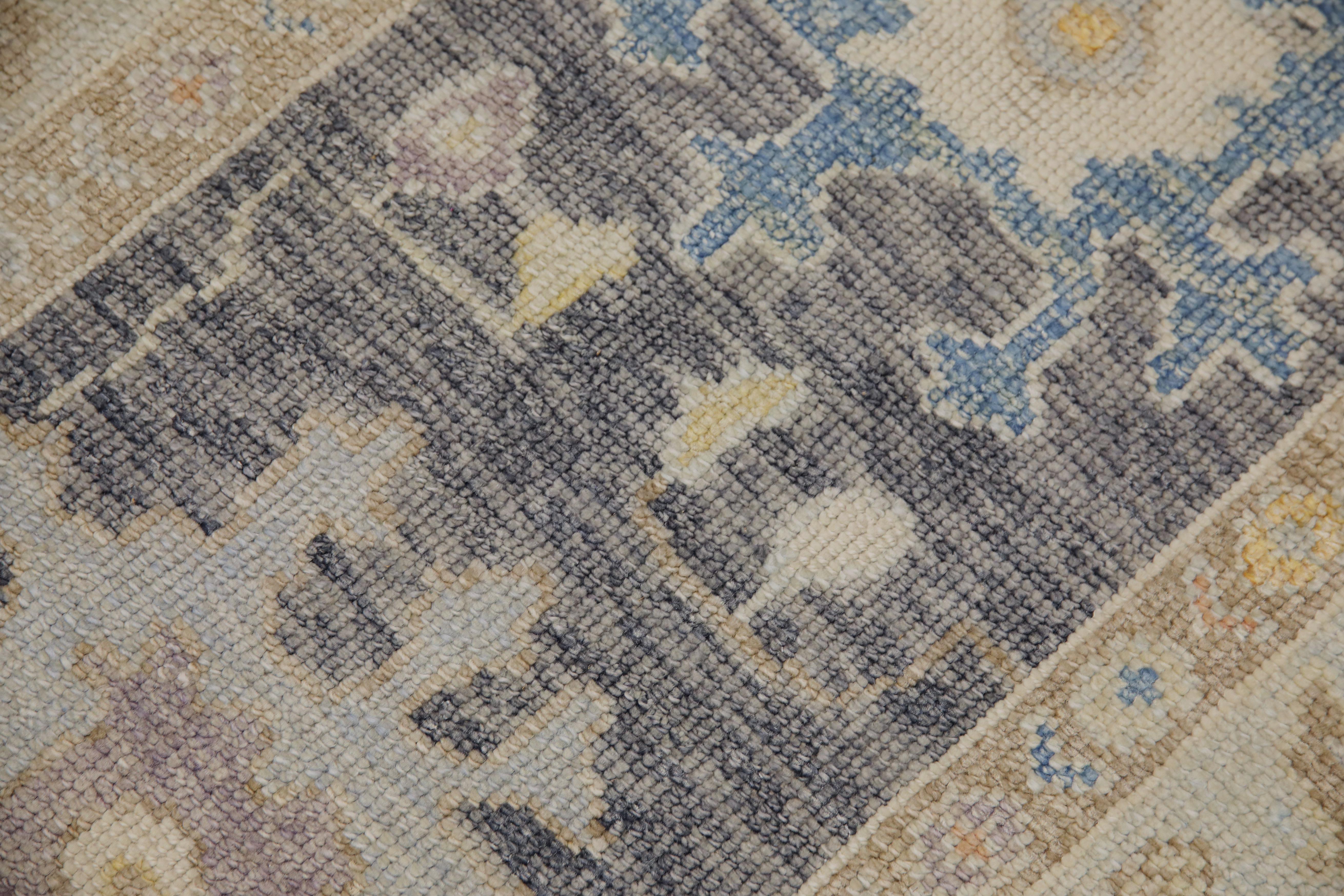 Tintura vegetale Tappeto Oushak turco in lana intrecciata a mano 3'x 4'9