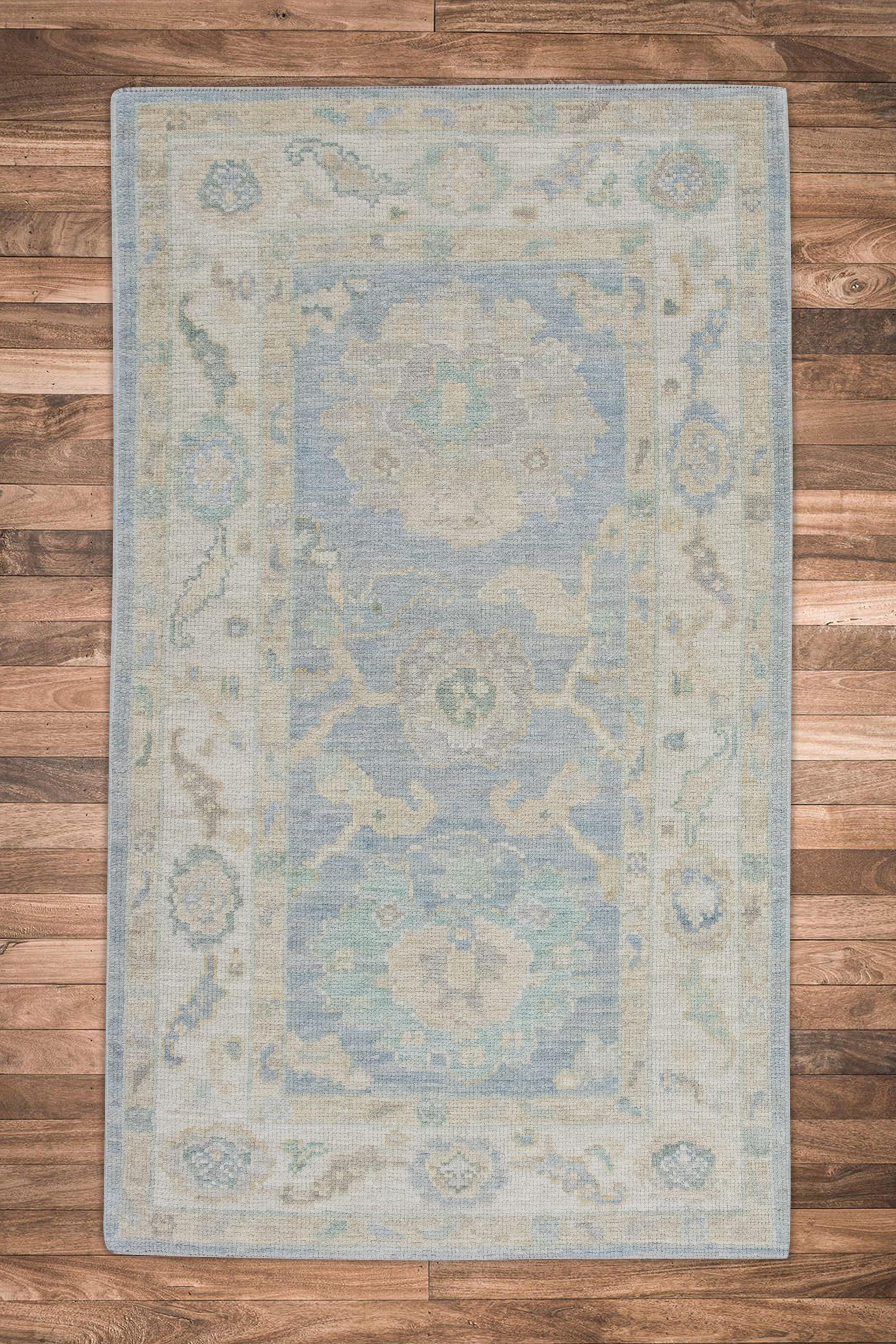 Handgewebter türkischer Oushak-Teppich aus Wolle 3'x 5'2
