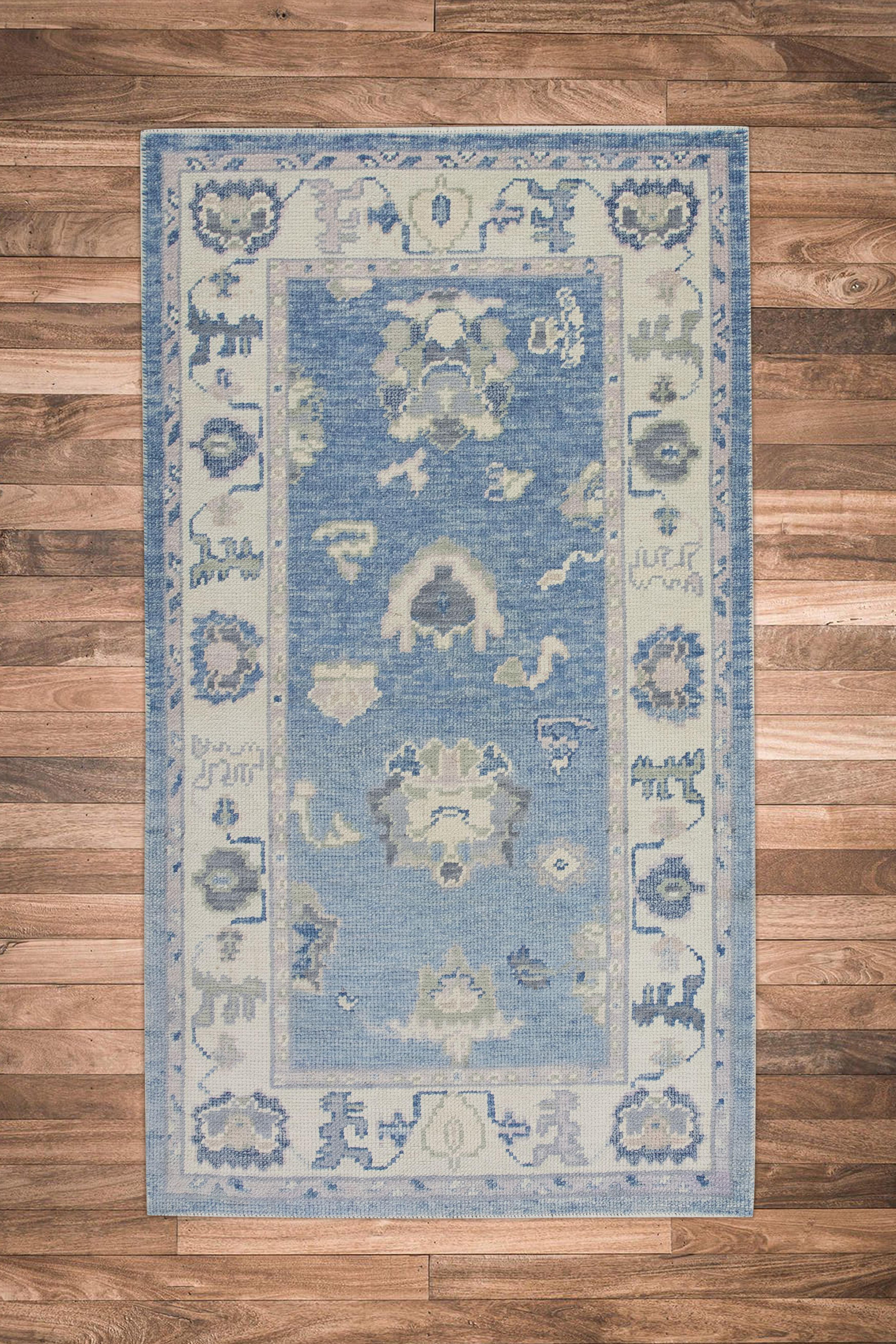Handgewebter türkischer Oushak-Teppich aus Wolle 3'x 5'3