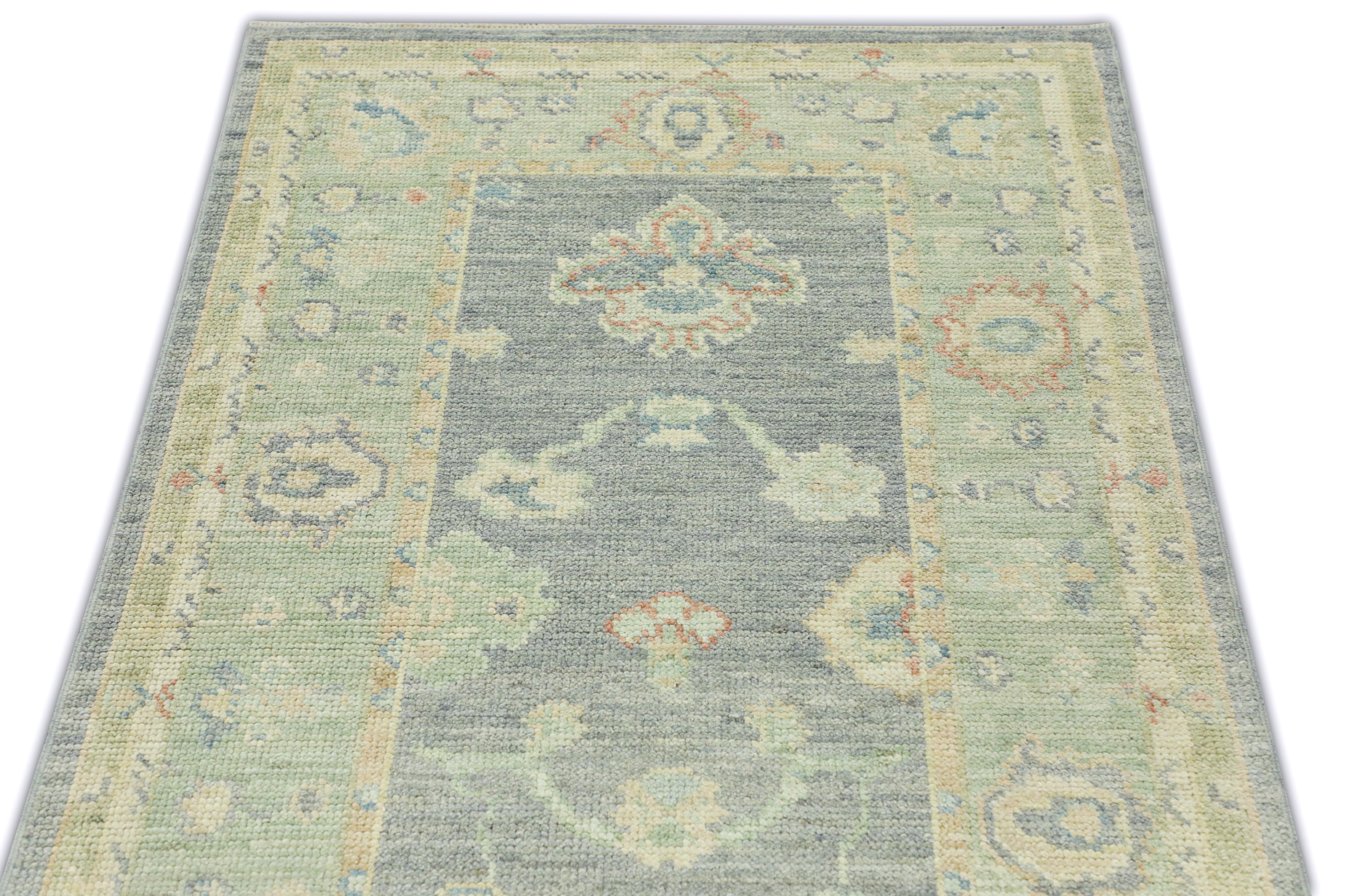 Modern Handwoven Wool Turkish Oushak Rug 3'x 5'4