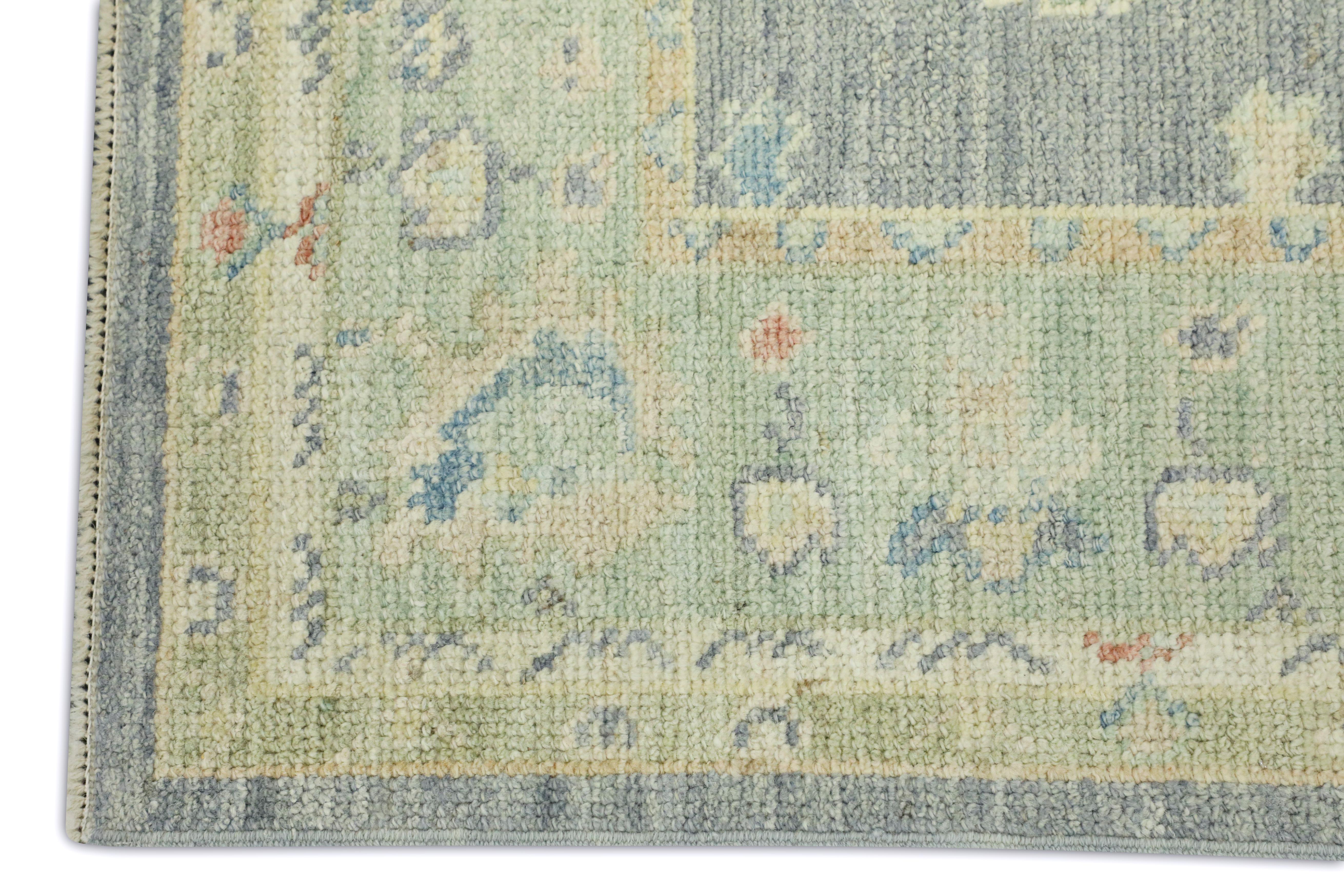 Vegetable Dyed Handwoven Wool Turkish Oushak Rug 3'x 5'4