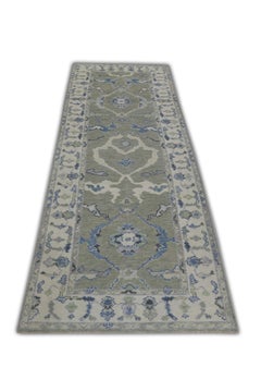 Handwoven Wool Turkish Oushak Rug 3'x 8'7"