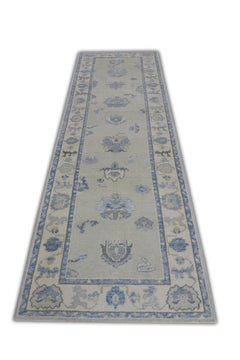 Handwoven Wool Turkish Oushak Rug 3'x 9'10"