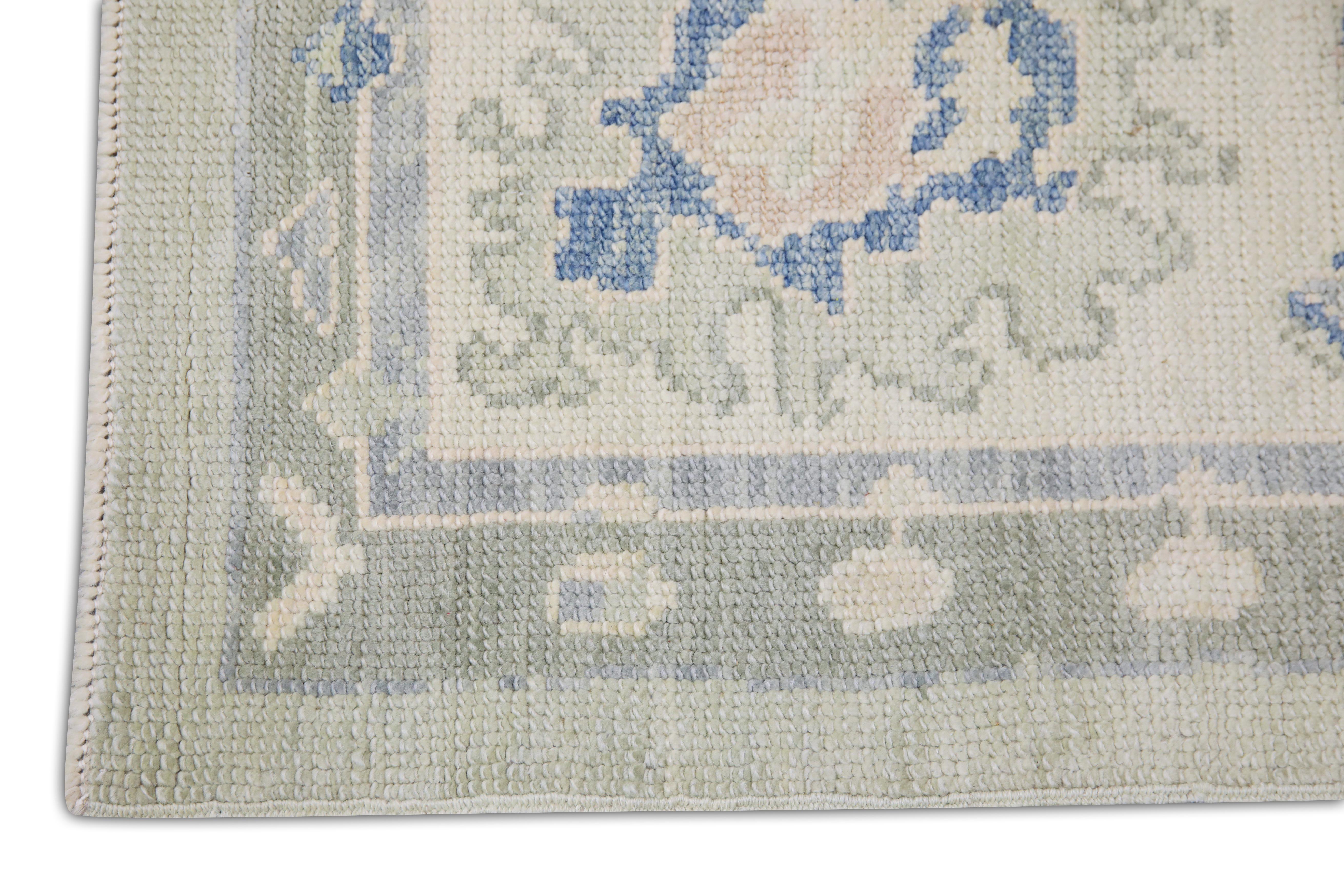 Hand-Woven Handwoven Wool Turkish Oushak Rug 4'11