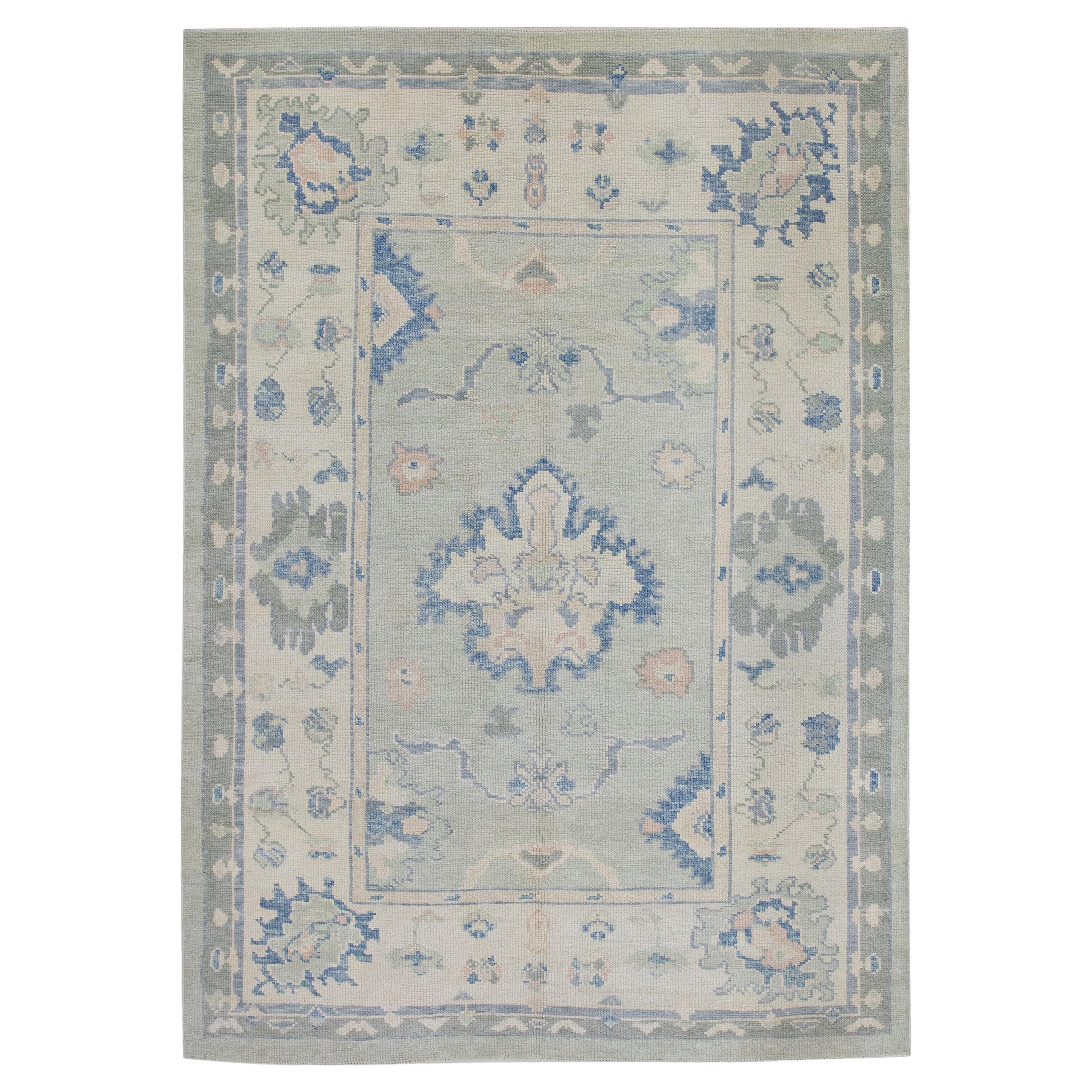 Handgewebter türkischer Oushak-Teppich aus Wolle 4'11"x 6'10"
