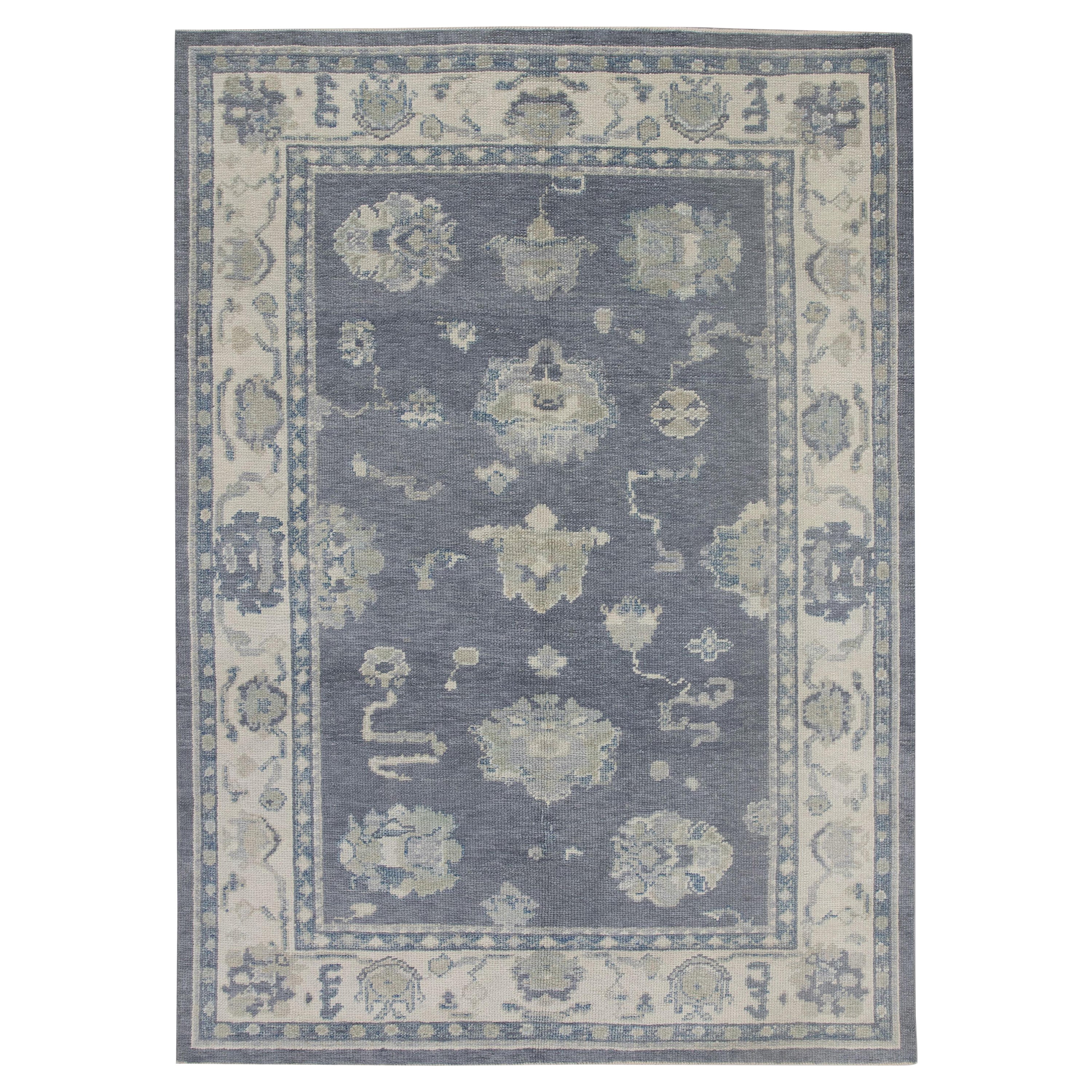 Tappeto Oushak turco in lana intrecciata a mano 4'11 "x 6'8"